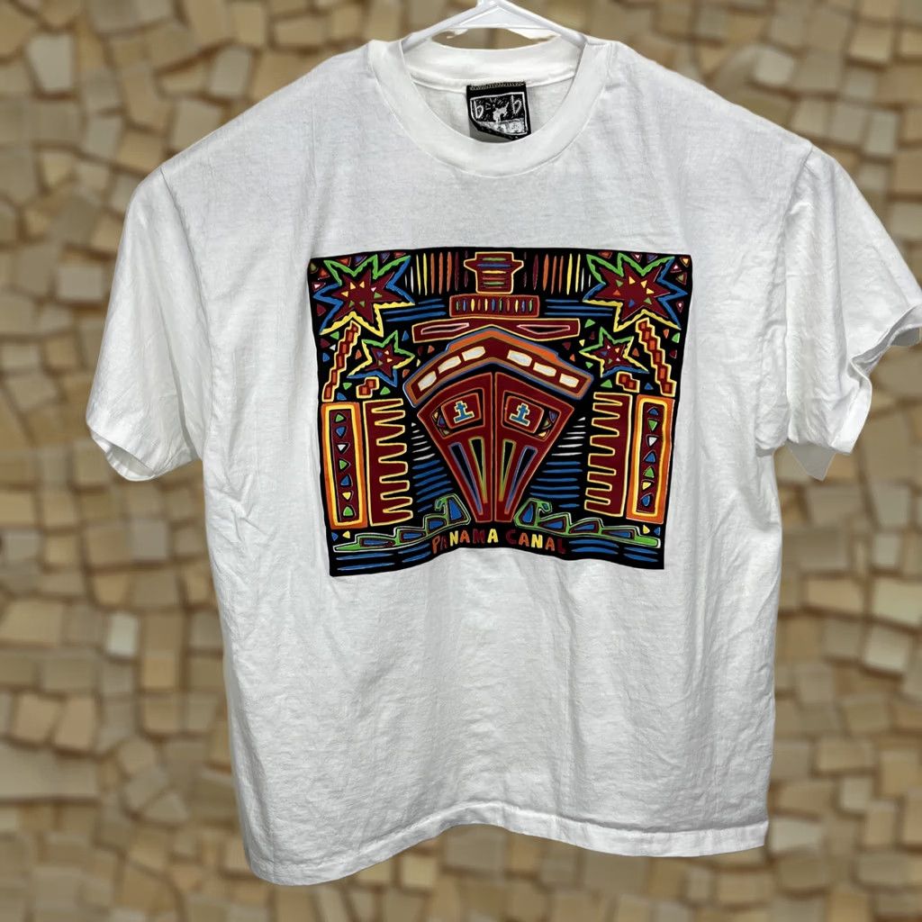 Vintage VINTAGE Double B Santa Fe Panama Canal T Shirt XL Men Logo Geometric 100% Cotton White Crew Neck Short Sleeve 1990s USA Size US XL / EU 56 / 4 - 1 Thumbnail