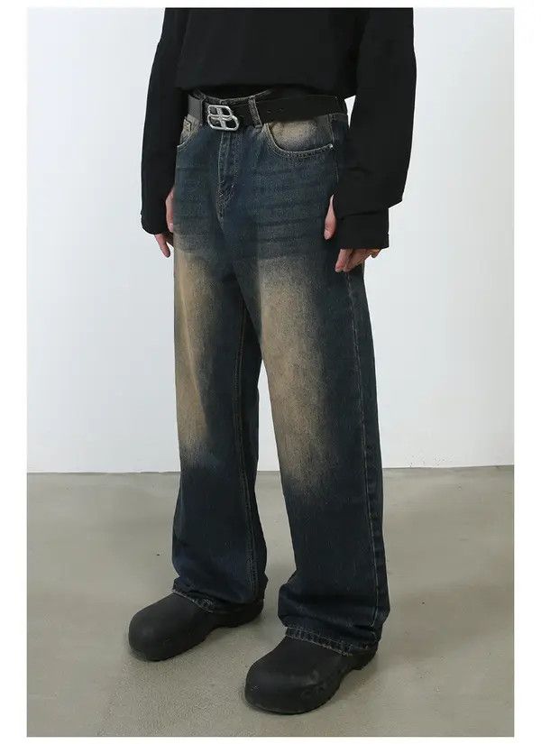 VIBE Washed vintage distressed straight loose jeans Size US 34 / EU 50 - 4 Thumbnail