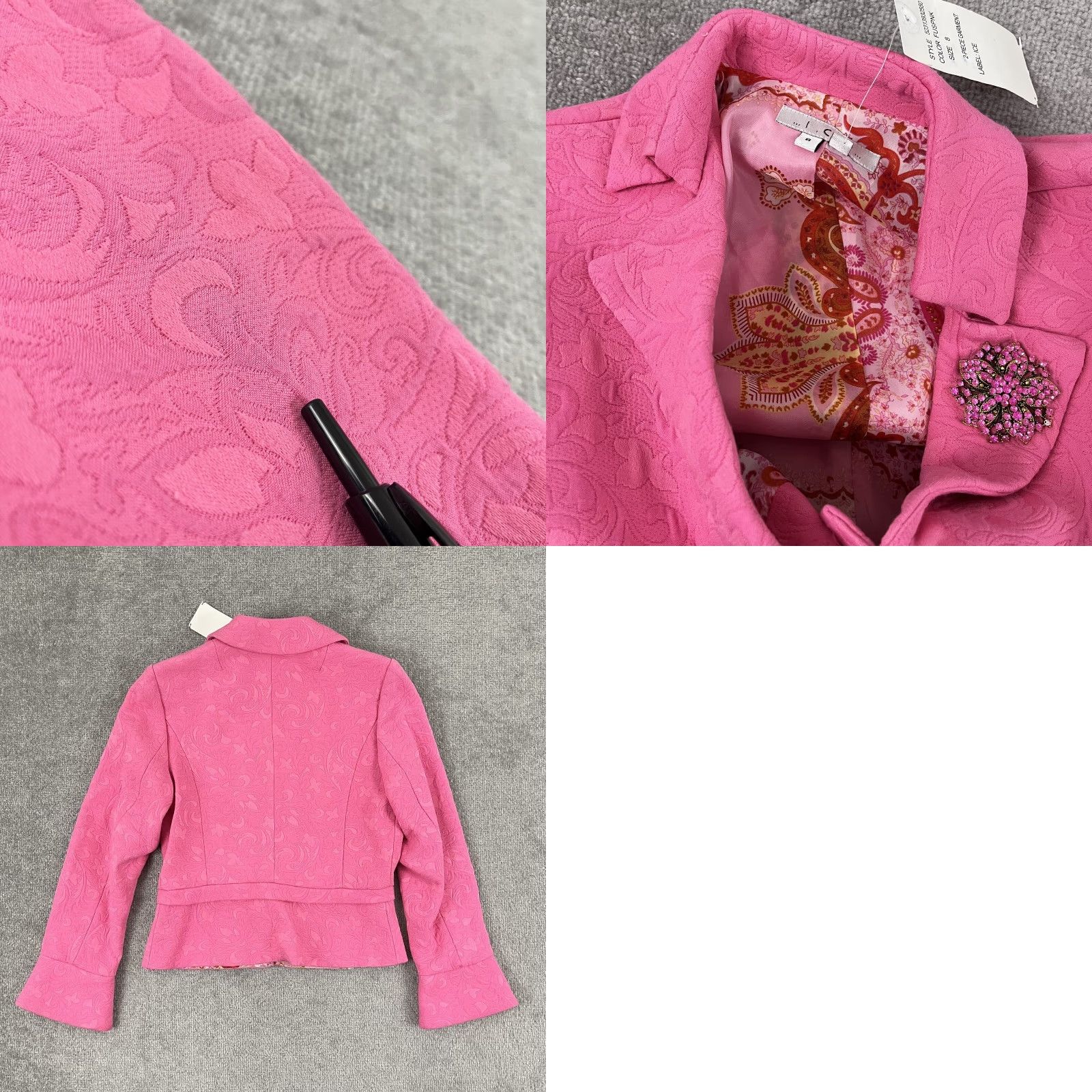 Vintage I.C.E Blazer Womens Size 8 Pink Textured Jeweled Closure Jacket Career Office Shirt/Blazer (if needed) Size M / US 6-8 / IT 42-44 - 9 Thumbnail