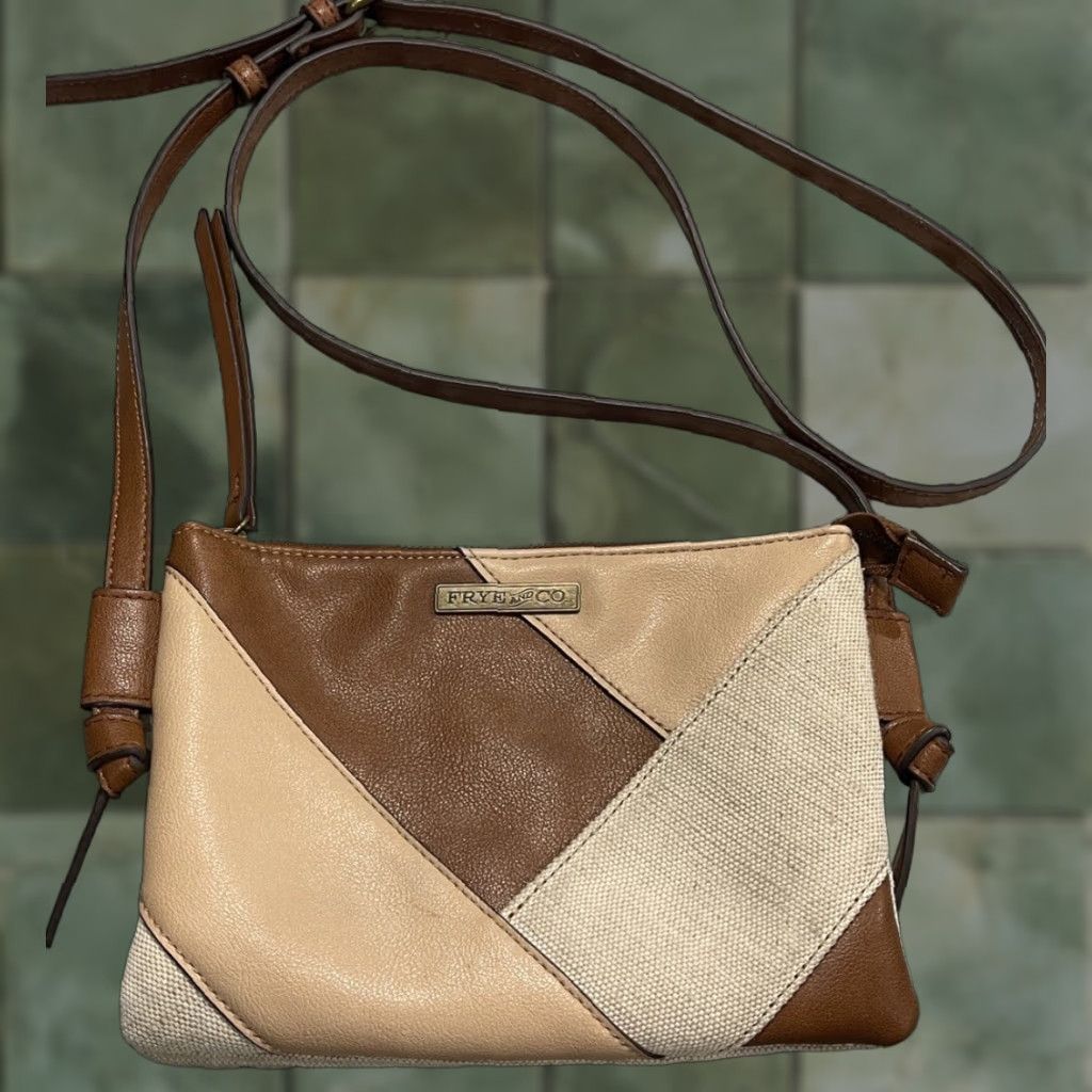 Frye Frye Patchwork Top Zip Crossbody Bag Brown Multi Womens Small Brown Multi Crossbody Patchwork Bag Size S / US 4 / IT 40 - 1 Thumbnail