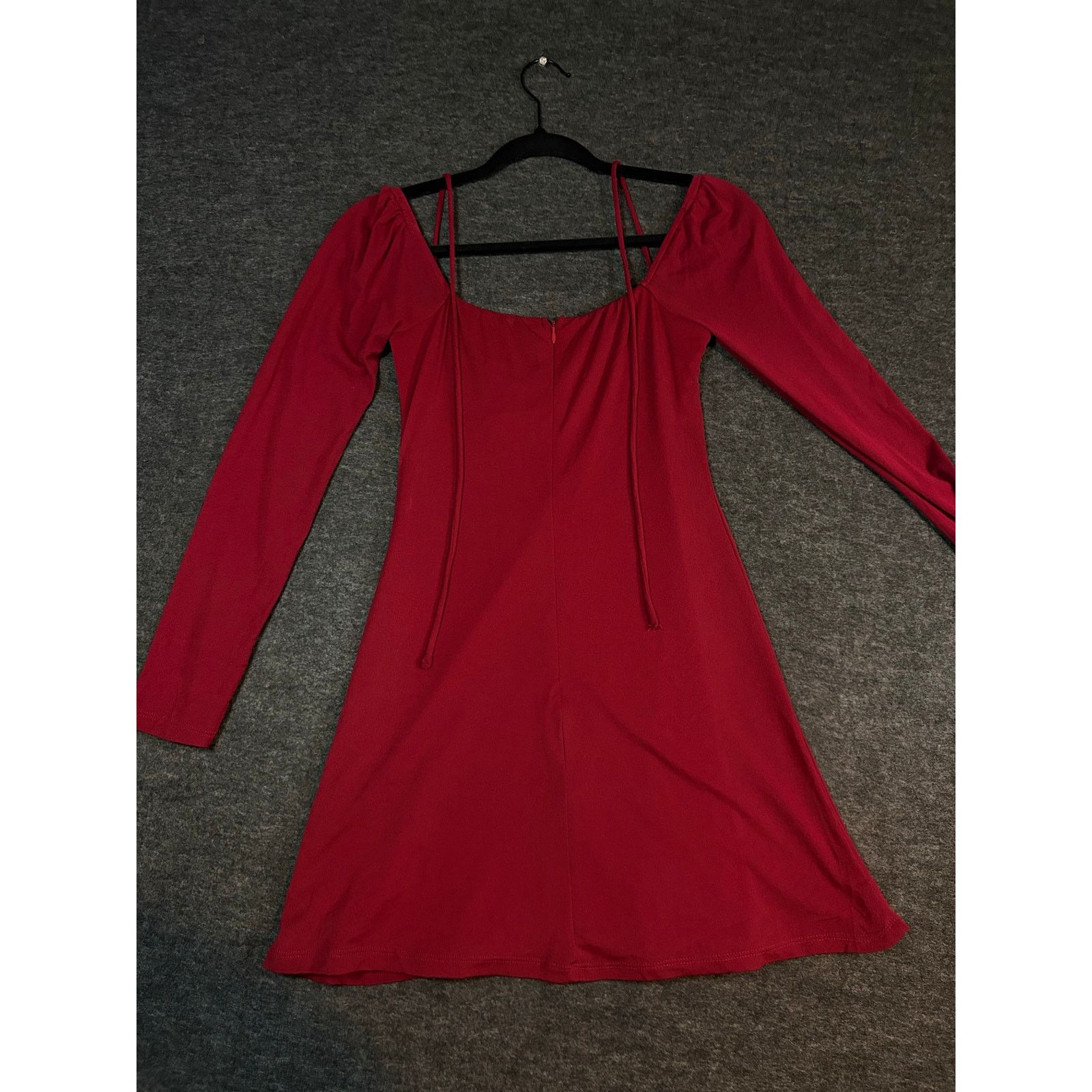 PRINCESS POLLY Princess Polly Maroon Mini Dress Ruched Tie Size 4 #0481 Size S / US 4 / IT 40 - 4 Thumbnail