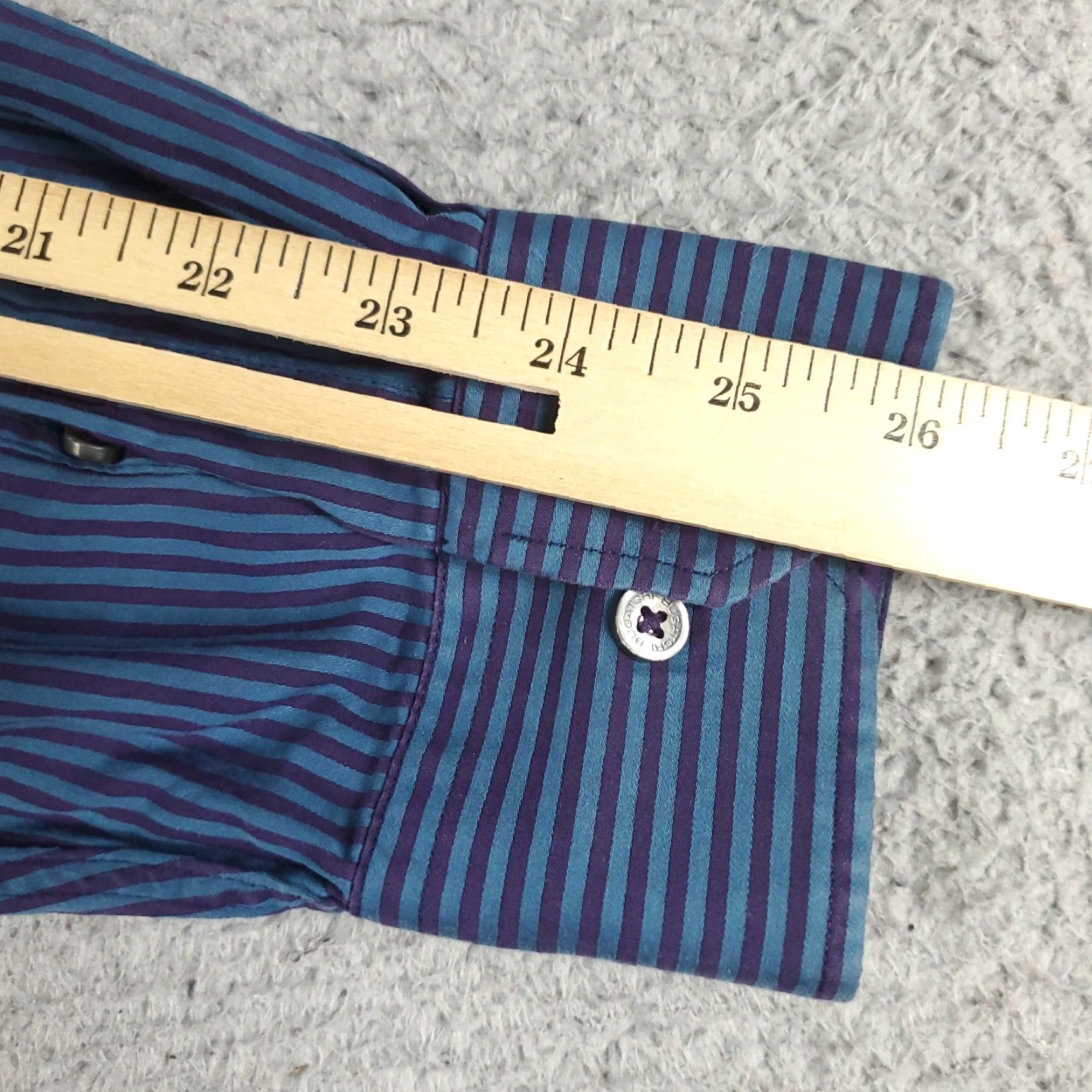 BUGATCHI Bugatchi Shirt Mens XL Blue Purple Striped Button-Up Long Sleeve Classic Fit Size US XL / EU 56 / 4 - 6 Thumbnail