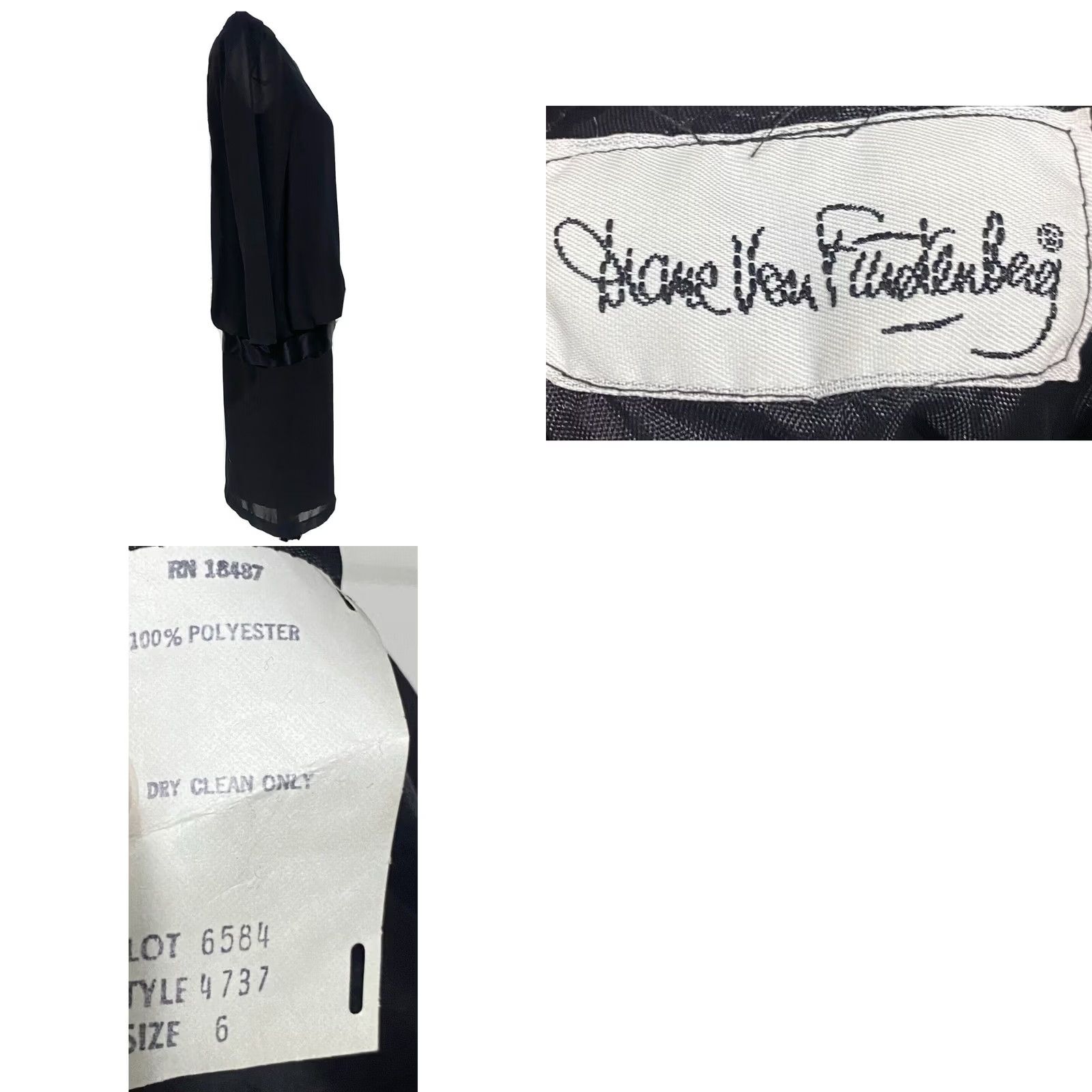 Diane von Furstenberg Diane von Furstenberg Black Dress Vintage 80s 90s Drop Waist Shift Long Sleeve 6 Dress Womens Size M / US 6-8 / IT 42-44 - 8 Thumbnail