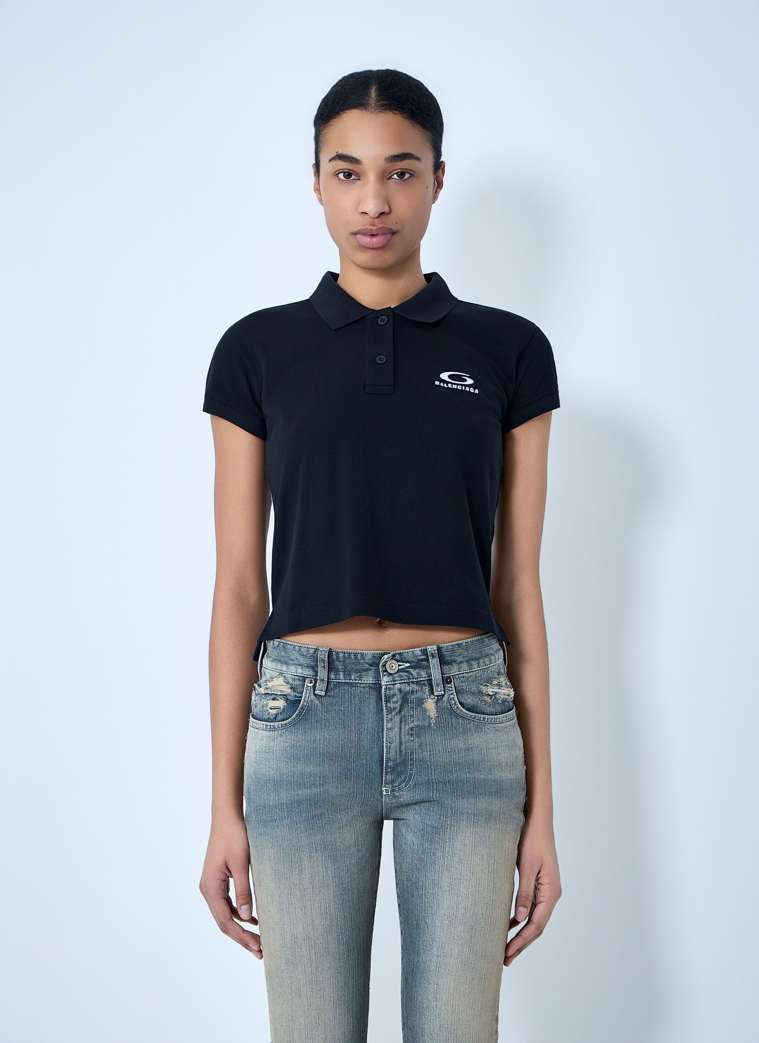 Balenciaga Cropped Polo Shirt Size XS / US 0-2 / IT 36-38 - 1 Thumbnail