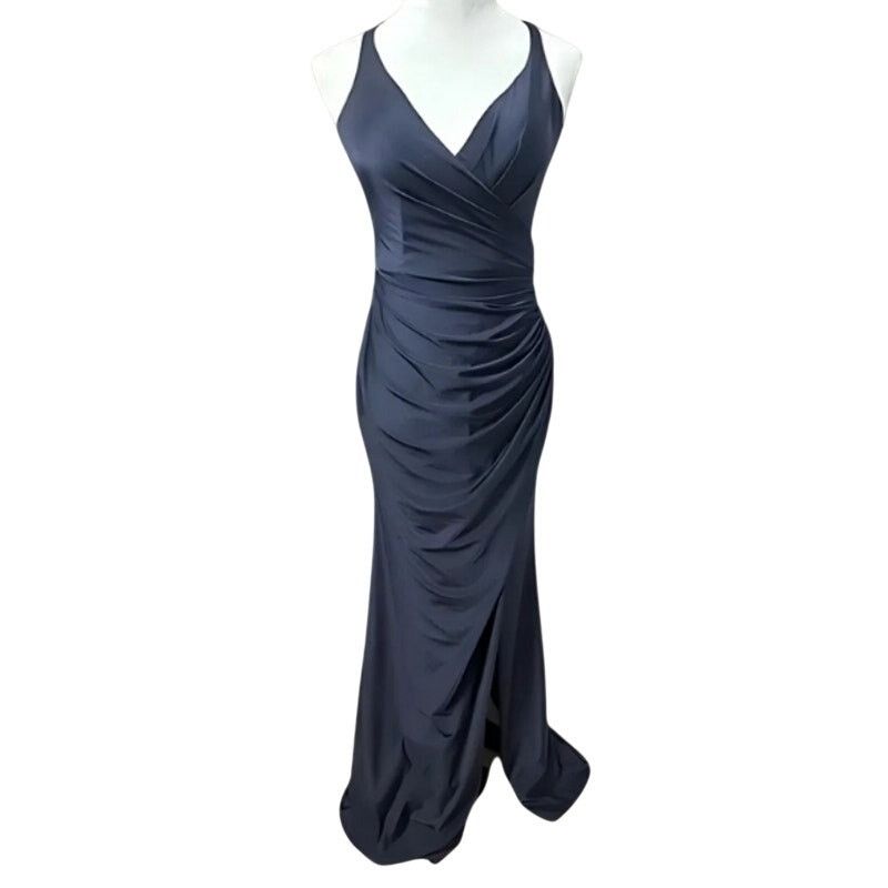 Other La Femme Ruched Maxi Mermaid Gown Lace-Up Thin Straps 2 NWT Size XS / US 0-2 / IT 36-38 - 1 Thumbnail