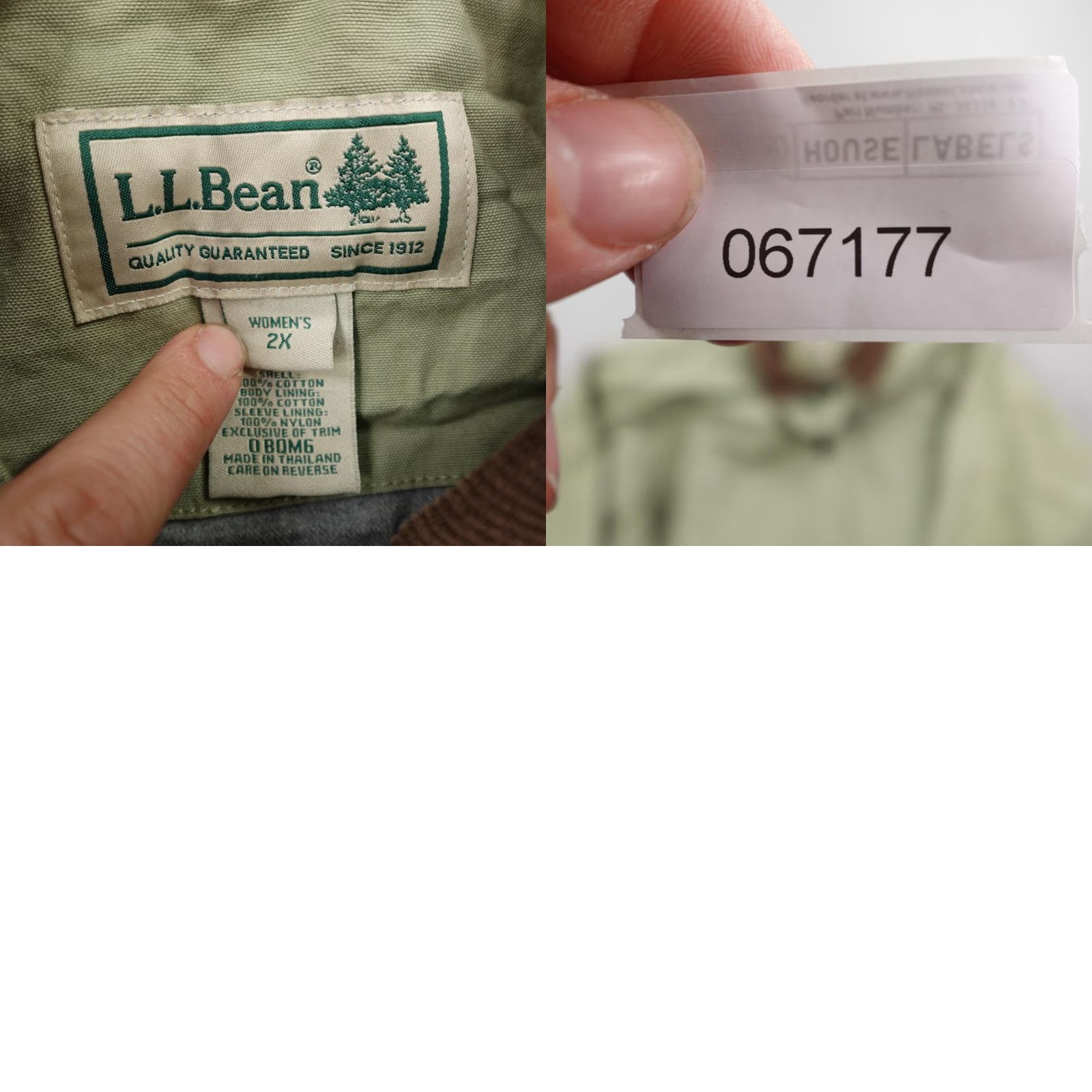 Vintage LL Bean Jacket Womens 2X Green Adirondack Barn Chore Coat Corduroy Collar Lined Size XXL / US 16-18 / IT 52-54 - 8 Thumbnail