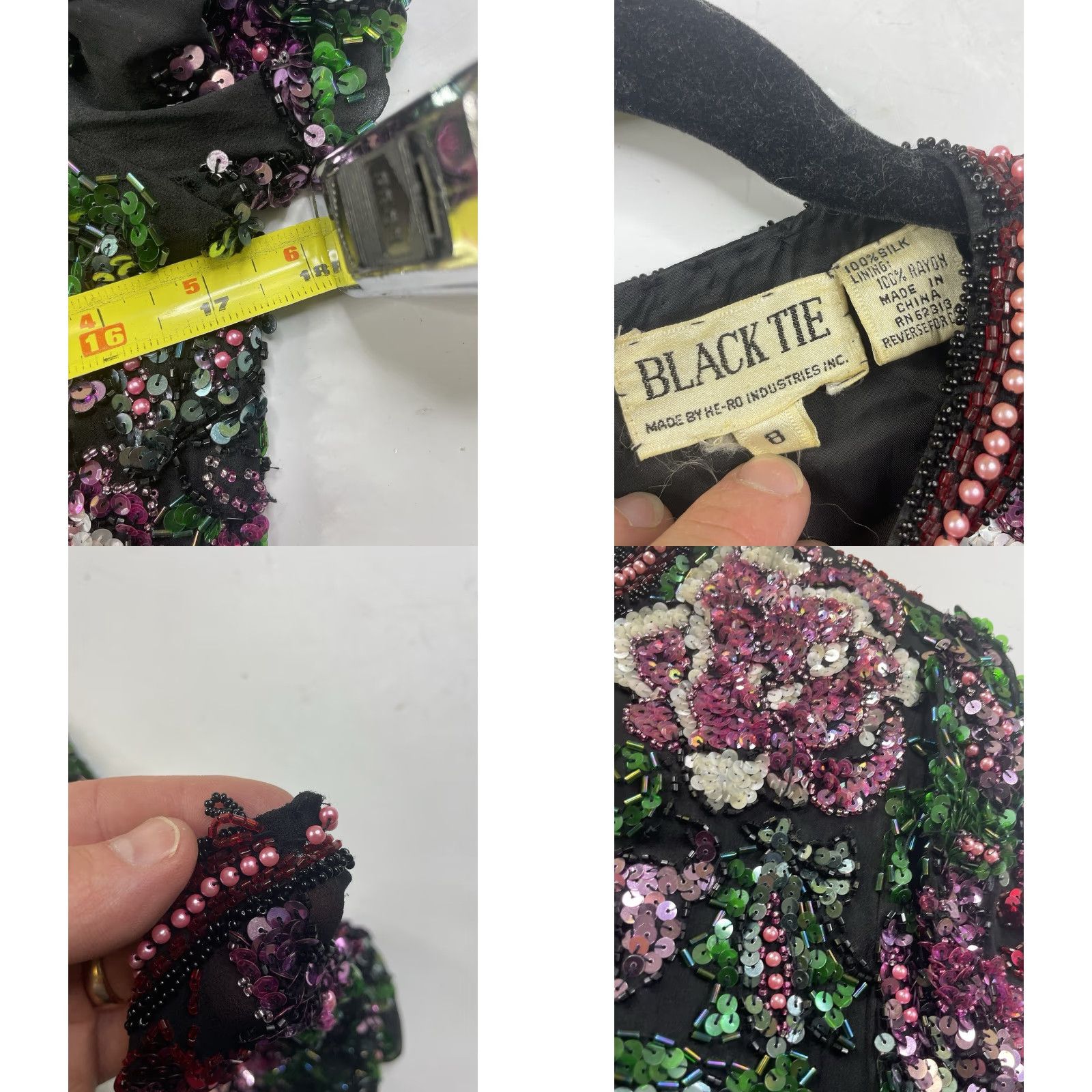 Industrie VINTAGE He-Ro Dress Sequin Long Sleeve Midi Black Size 8 Women - Vintage Black Tie By He-Ro Industries Dress Sequin Jeweled Long Sleeve Sz 8 Size M / US 6-8 / IT 42-44 - 8 Thumbnail