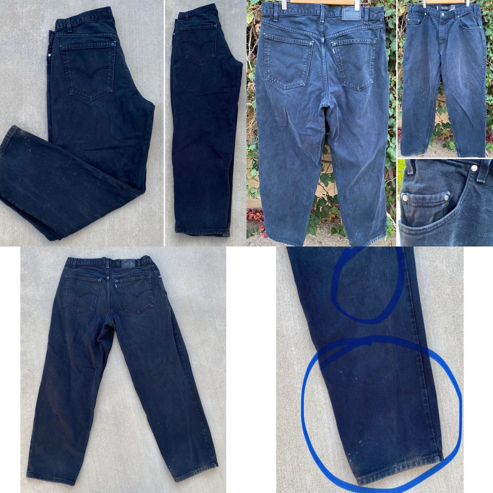 Vintage VINTAGE SilverTab Levi's Baggy Jeans Black Distressed 36x32 Jeans Mens 5-Pocket Denim High Rise Tapered 100% Cotton Registed? Size US 36 / EU 52 - 8 Thumbnail