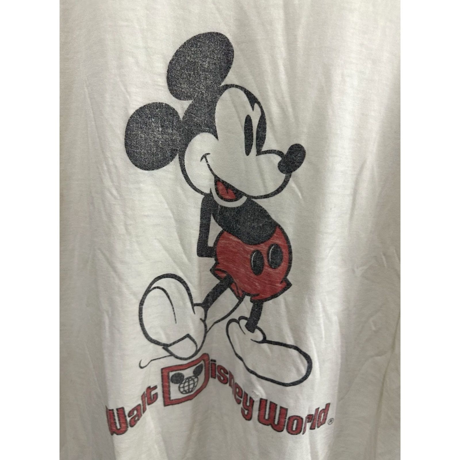 Disney VINTAGE Walt Disney World T-Shirt L Raglan Paper Thin Burnout Worn White Mens Size US L / EU 52-54 / 3 - 4 Thumbnail