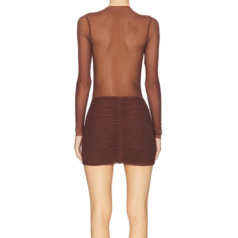 superdown Superdown Carolina Mini Dress in Chocolate, Size XXS Size XXS / US 00 / IT 34 - 3 Thumbnail