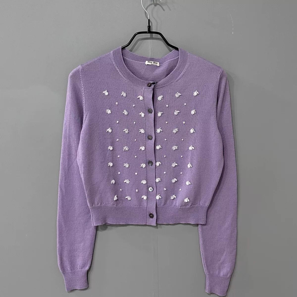 Miu Miu miumiu purple cardigan with embellishments Size M / US 6-8 / IT 42-44 - 1 Thumbnail