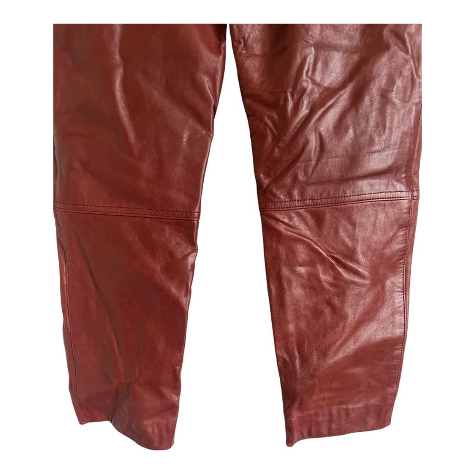Escada 90s Escada 90s Brown Leather High Waisted Pant Size 34(US S) Size 25" / US 0 / IT 36 - 8 Thumbnail
