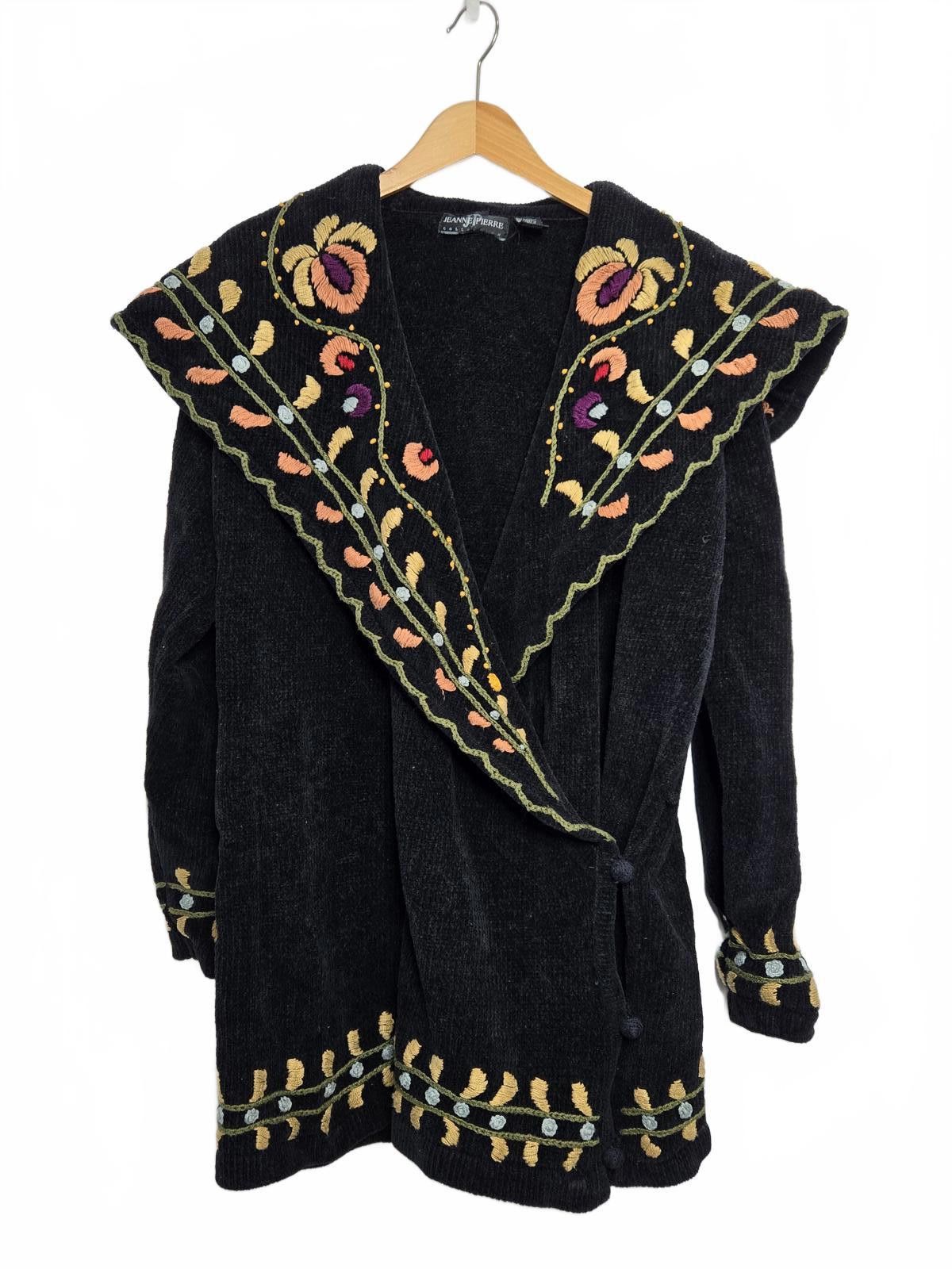 Designer Jeanne Pierre Sweater Women's Medium Cardigan Embroidered Size M / US 6-8 / IT 42-44 - 1 Thumbnail