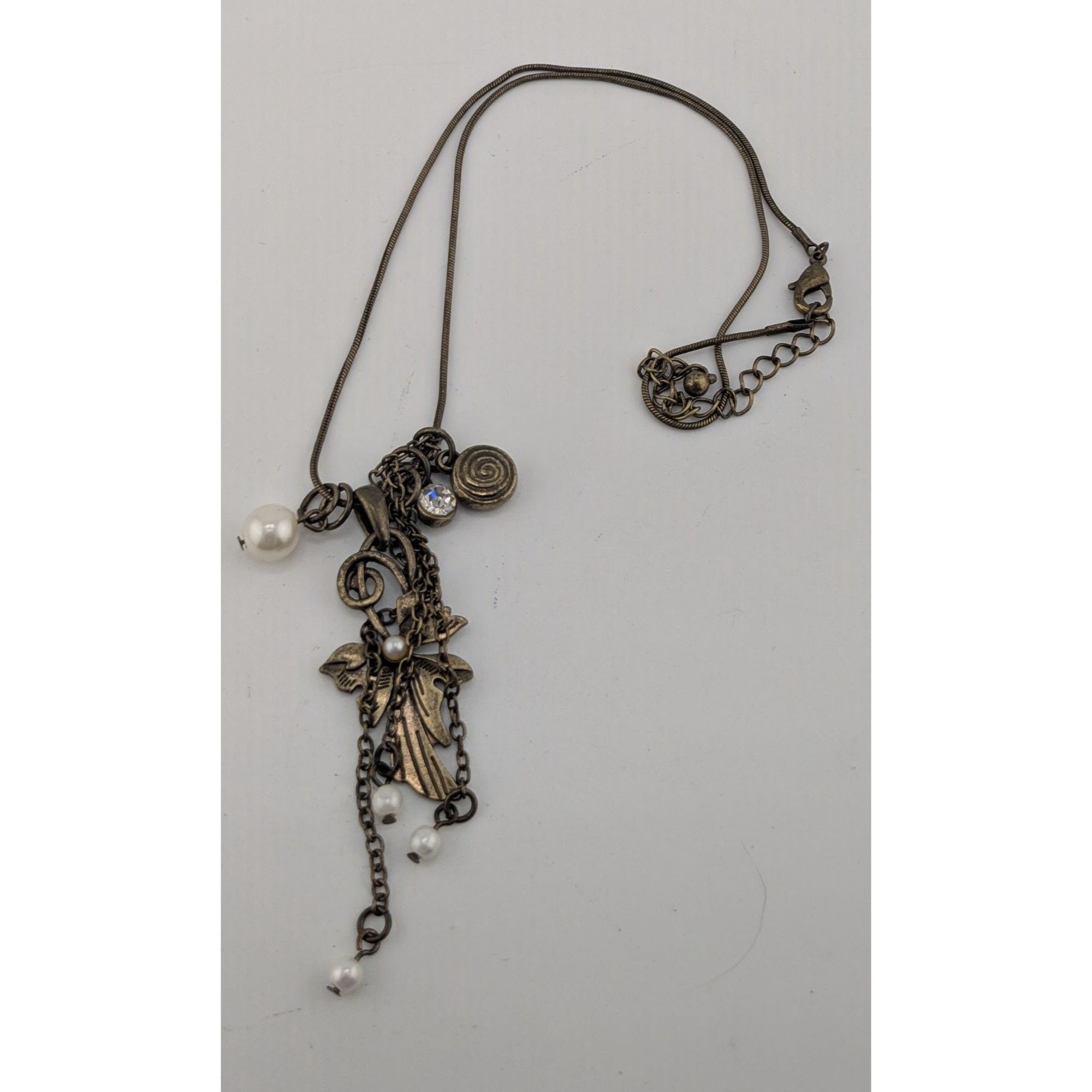 Other Vintage-Inspired Coquette Bronze Pendant Necklace With Faux Size ONE SIZE - 6 Thumbnail