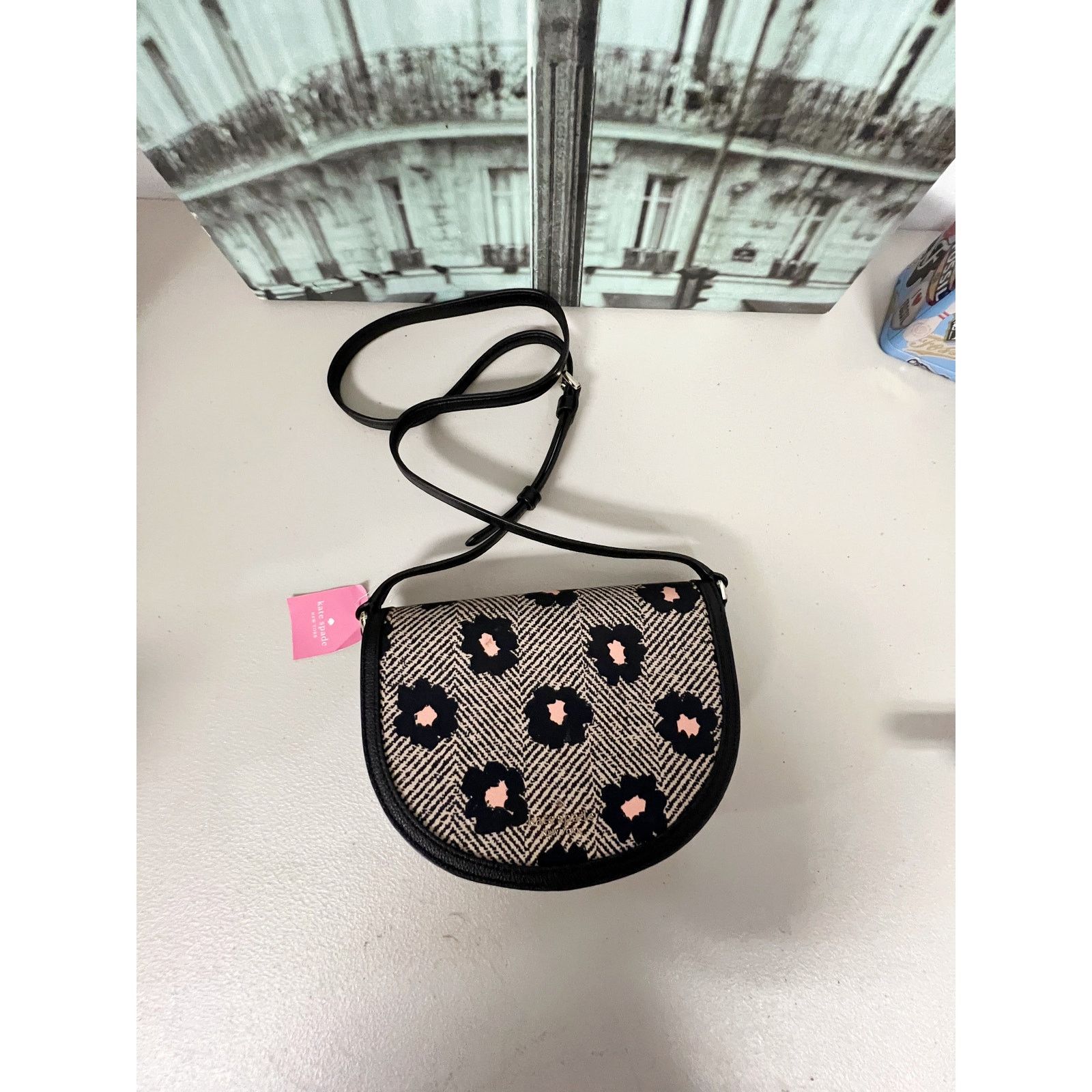 Kate Spade Kate Spade K8145 Luna Crescent Herringbone Floral Black Size ONE SIZE - 3 Thumbnail
