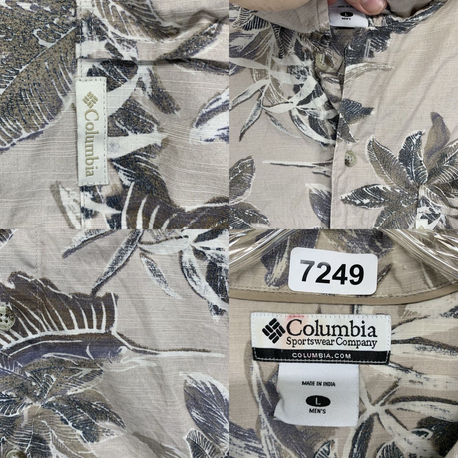 Vintage Columbia Hawaiian Shirt Men L Beige Short Sleeve Button-Up Floral Hidden Sailfish Embroidered 50 in Chest Size US L / EU 52-54 / 3 - 8 Thumbnail
