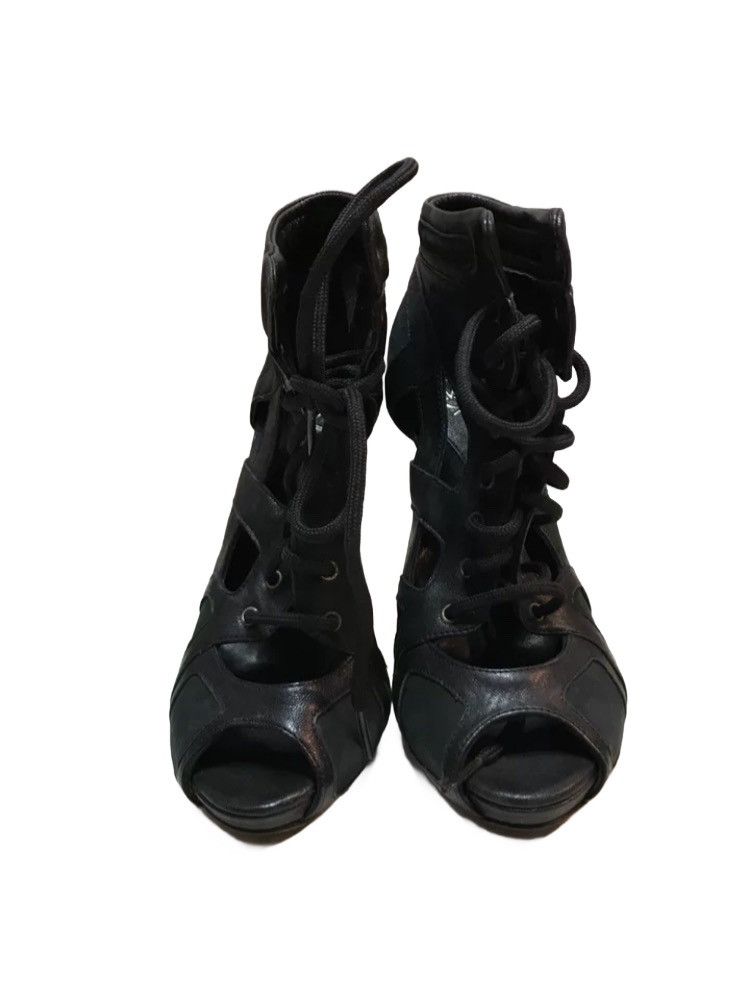 Alexander McQueen Alexander McQueen Leather Open Toe Lace Booties Heels Size US 7.5 / IT 37.5 - 2 Thumbnail