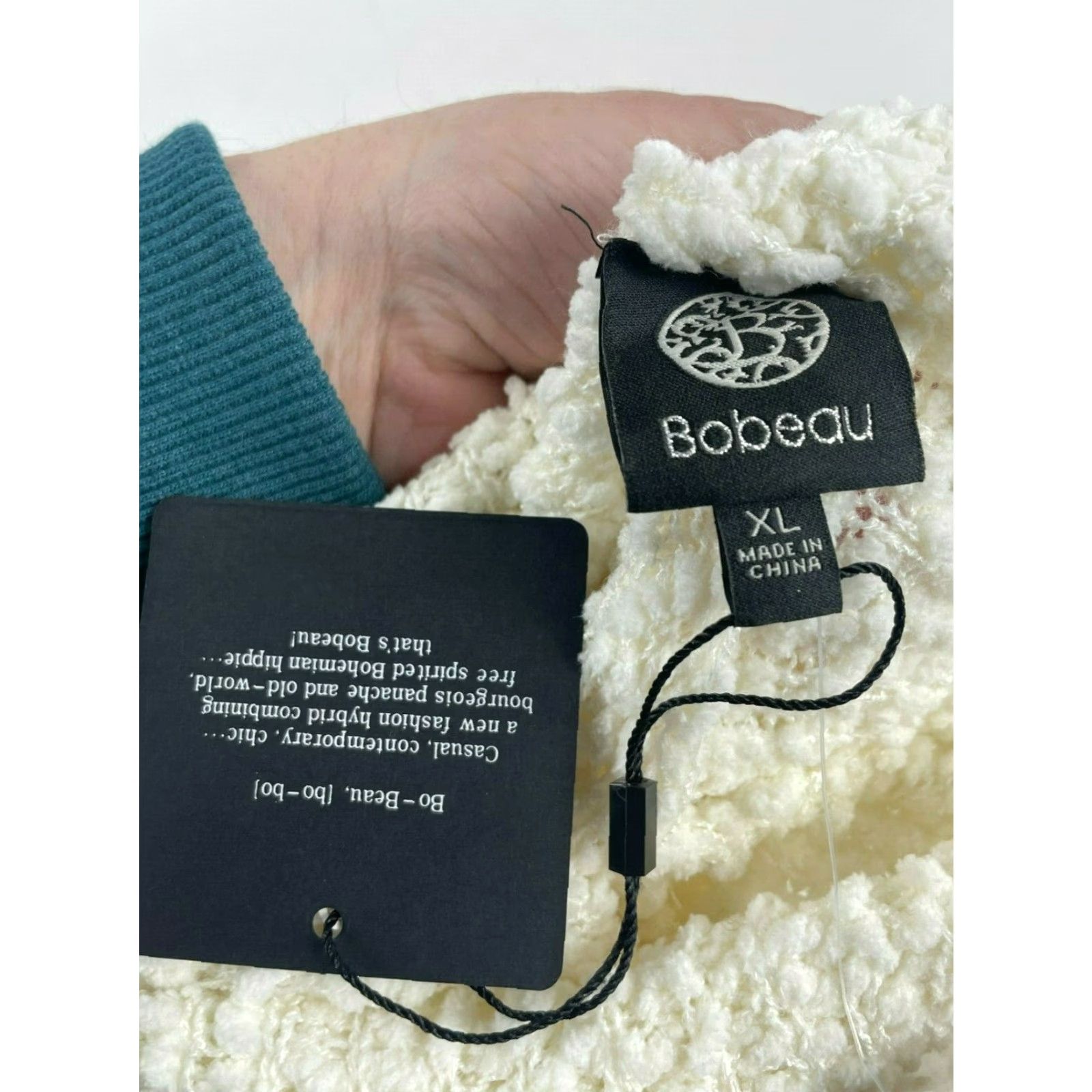 Vintage Bobeau Sweater Women's XL Cream Fuzzy Loose Knit Cowl Neck Pullover NWT Size XL / US 12-14 / IT 48-50 - 6 Thumbnail