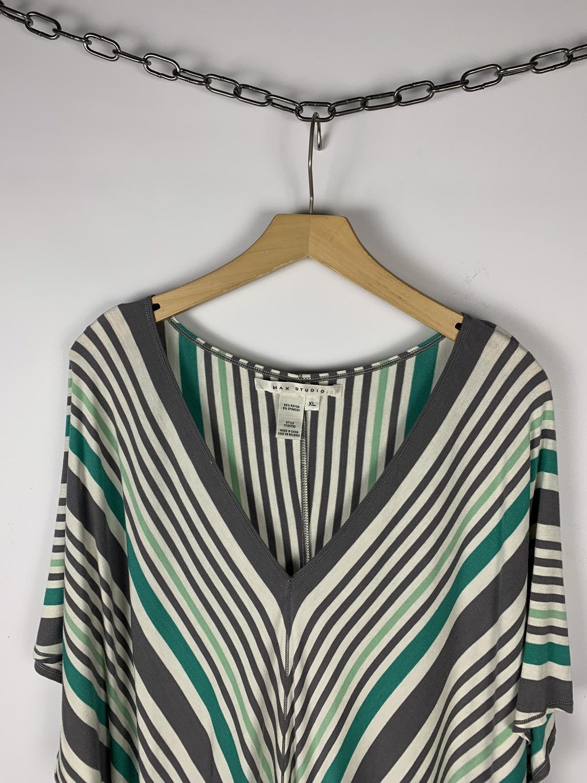 Max Mara Max Studio Striped Top T-Shirt Tunica Women's Size XL V-Neck Size XL / US 12-14 / IT 48-50 - 2 Thumbnail