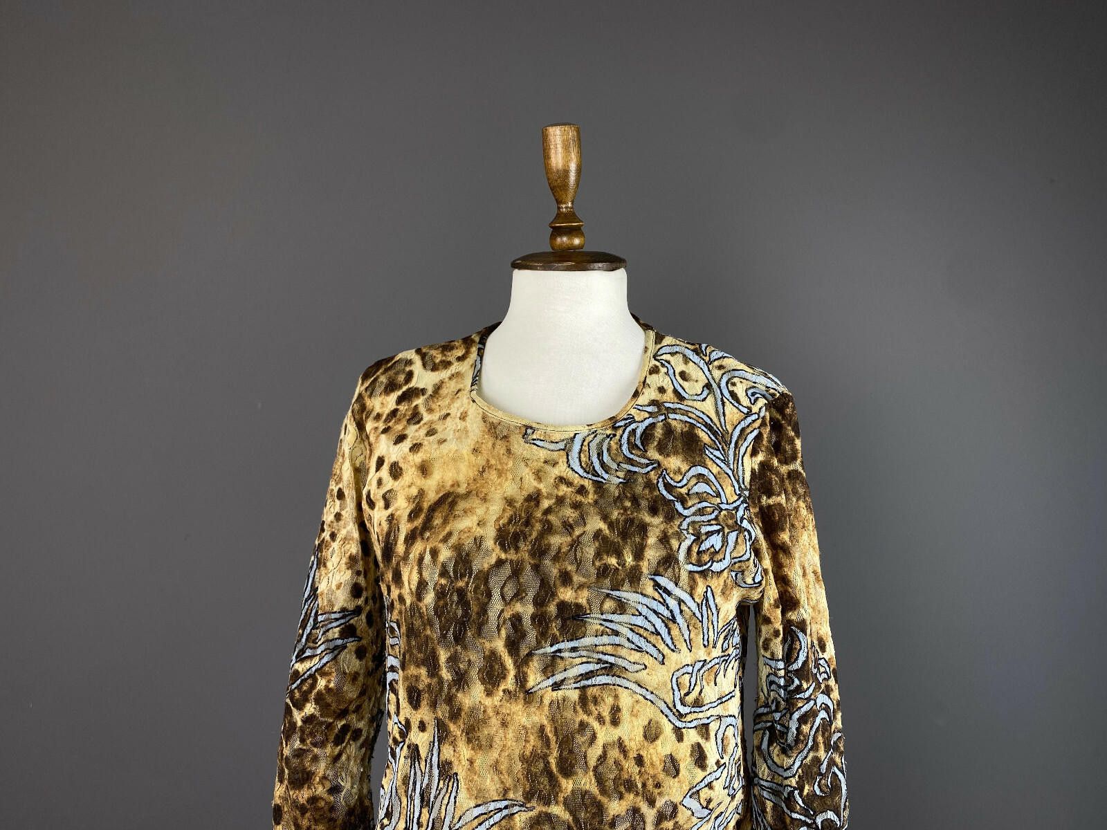 Designer Elisa Cavaletti Leopard Floral Print Nylon Shirt Size XL / 4 Size XL / US 12-14 / IT 48-50 - 2 Thumbnail