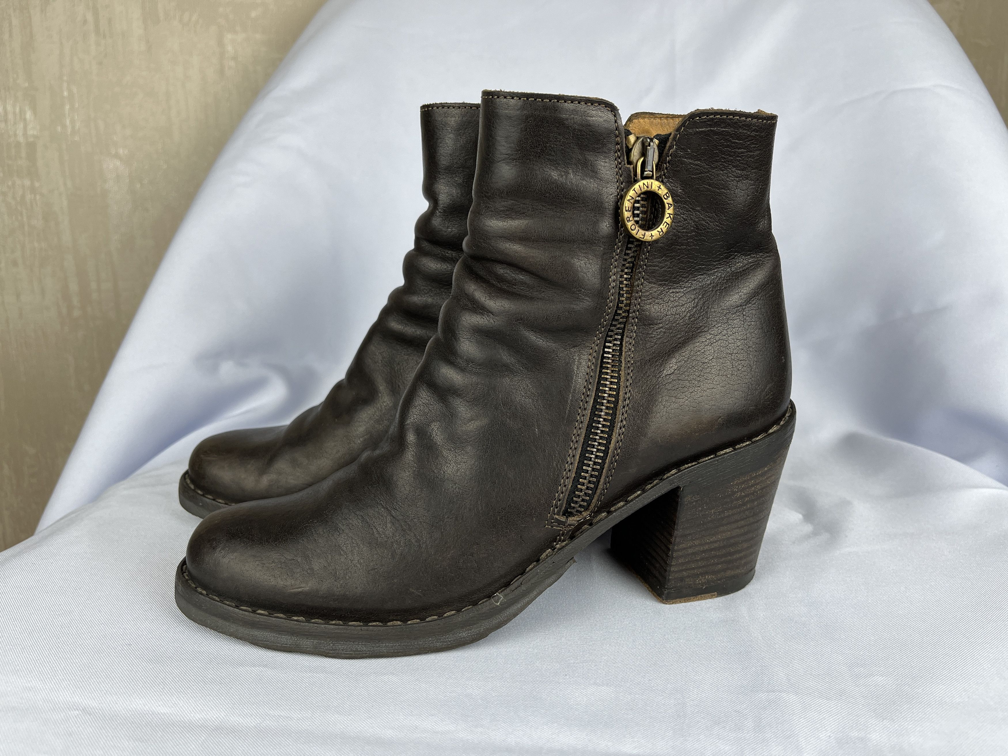 Fiorentini Baker Zip Ankle Leather Boots EU 37 US