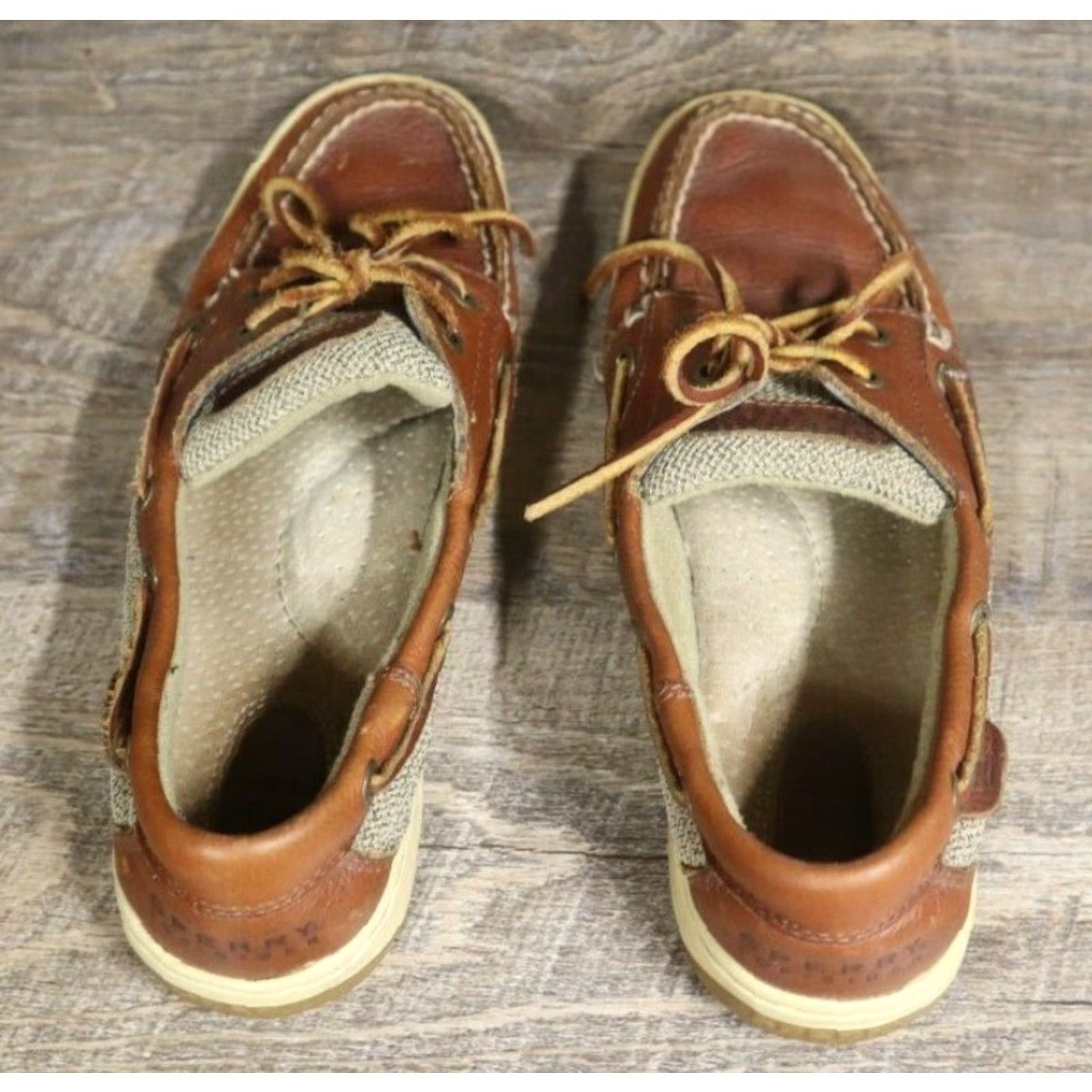 Sperry VINTAGE Sperry Top Sider Women’s Leather Moccasin Boat Shoe Loafers Brown 7.5 M 9276632 Size M / US 6-8 / IT 42-44 - 6 Thumbnail