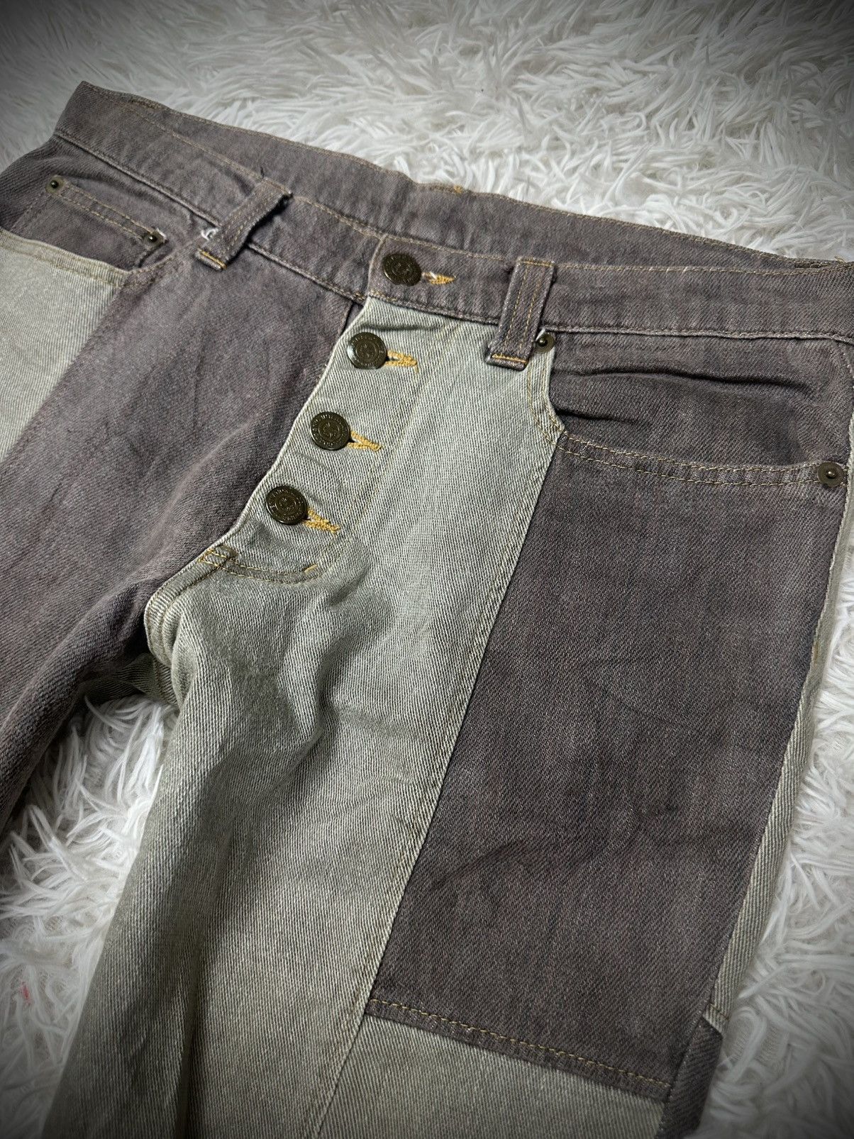 Hysteric Glamour rare 00s tornado mart patchwork punk flare denim jeans Size US 31 - 2 Thumbnail
