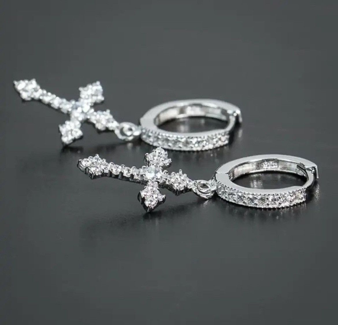 Jewelry Crystal Cross earrings （1pairs） Size ONE SIZE - 2 Thumbnail