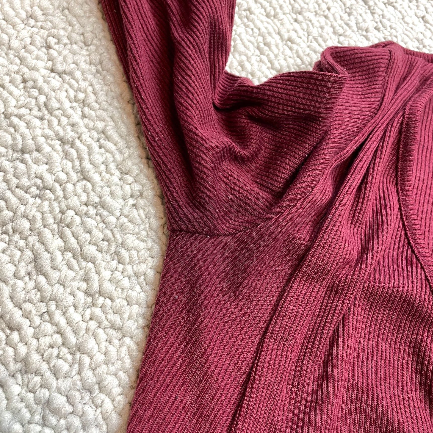 Boohoo VINTAGE Boohoo Blouse Shirt Womens 10 Red Ribbed Tie Waist Long Sleeve Wrap Jacket Solid Size L / US 10 / IT 46 - 6 Thumbnail