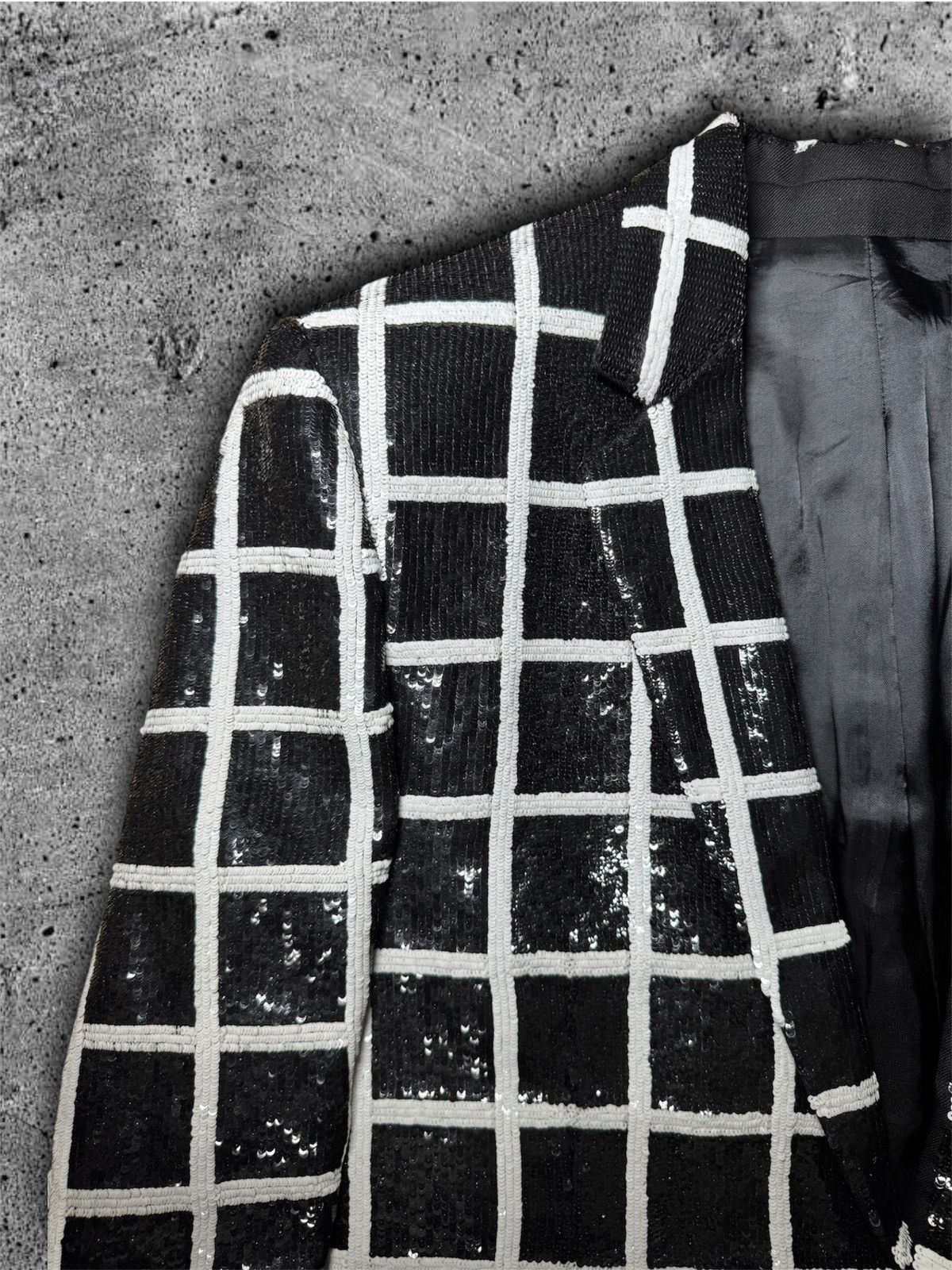 Celine × Hedi Slimane CELINE BY HEDI SLIMANE “FW19 ALLOVER BRODEE CARREAUX JACKET” Size 46R - 2 Thumbnail