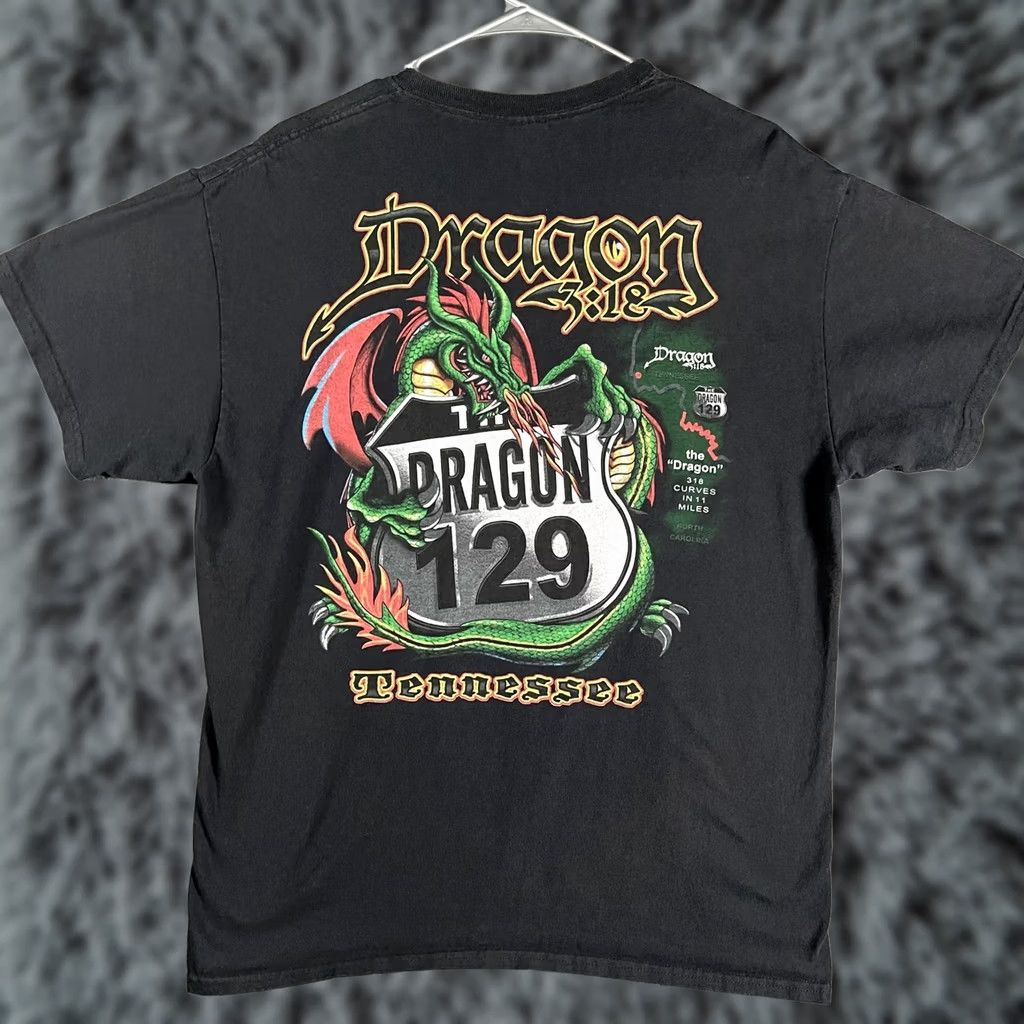 Gildan Dragons Tail Shirt Mens Large Black Dragon 129 Tennessee Biker Road Graphic Tee Size US L / EU 52-54 / 3 - 1 Thumbnail