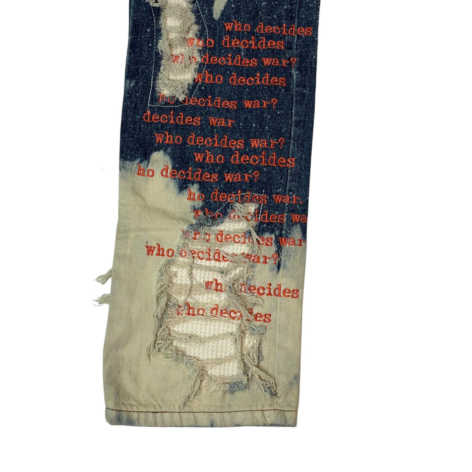 Who Decides War WDW Bleached Scripture Denim Dark Wash Jeans Size US 34 / EU 50 - 3 Thumbnail