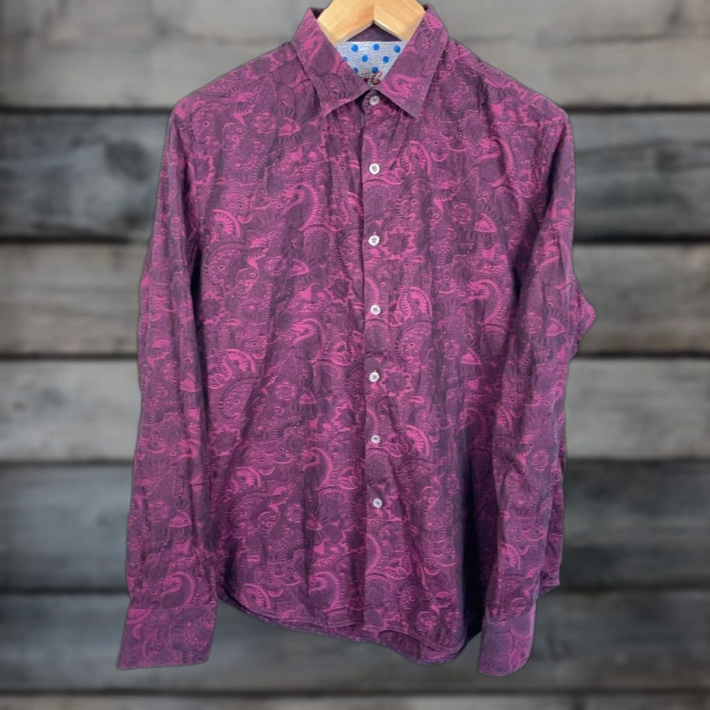 Robert Graham Robert Graham Paisley Pattern Shirt Men's XL Purple Pink Cotton Dot Flip Cuff Shirt Size US XL / EU 56 / 4 - 1 Thumbnail