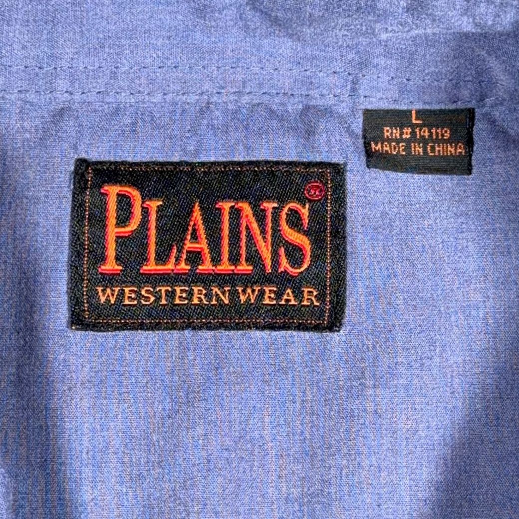 Vintage VINTAGE Plains Western Shirt Adult LARGE Blue Pearl Snap Cowboy 90s Shirt Mens Size US L / EU 52-54 / 3 - 4 Thumbnail