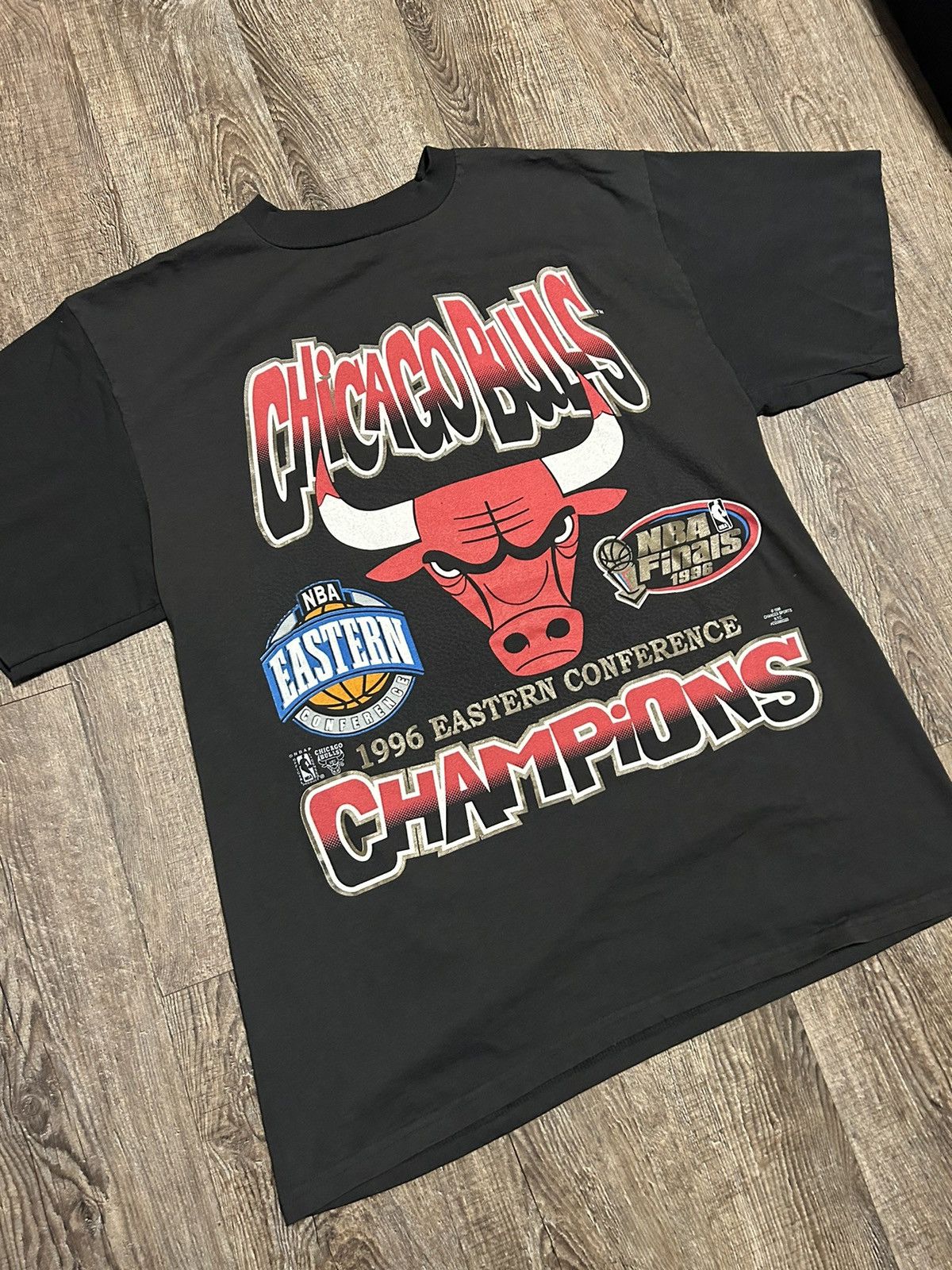 Image of Changes x Vintage Chicago Bulls Vintage 1996 Nba Conference Champions in Black, Men's (Size XL)