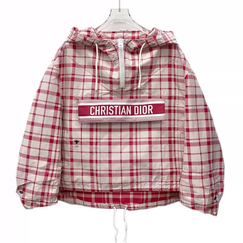 Dior Dior Red plaid hooded semi-zipp drawstring long-sleeved swe Size XS / US 0-2 / IT 36-38 - 1 Thumbnail
