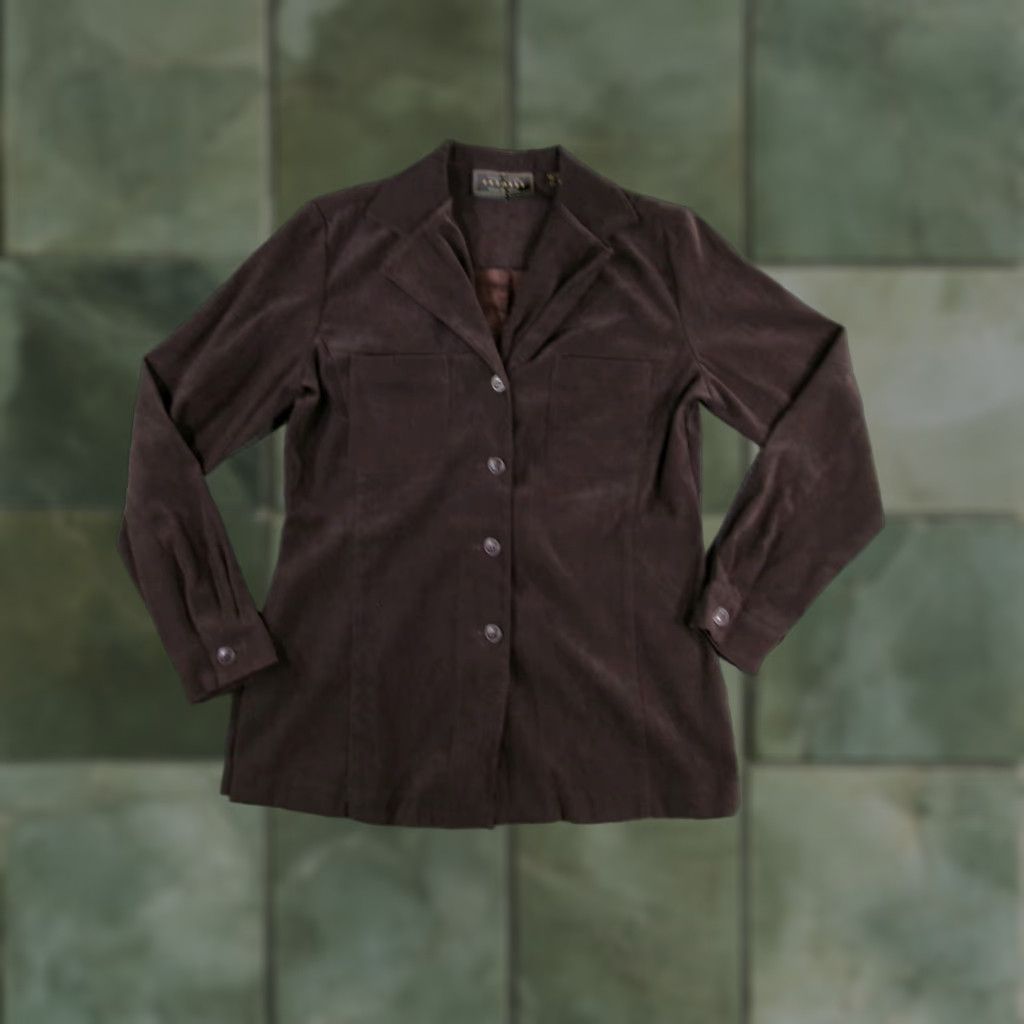 Express Jacket Women Medium Brown Velvet Button Causal Capsule Prep CLassic