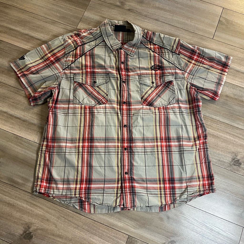Harley Davidson Harley Davidson Red Plaid Casual Buttonup Men 3XL Bin F-201 Size US XXL / EU 58 / 5 - 1 Thumbnail