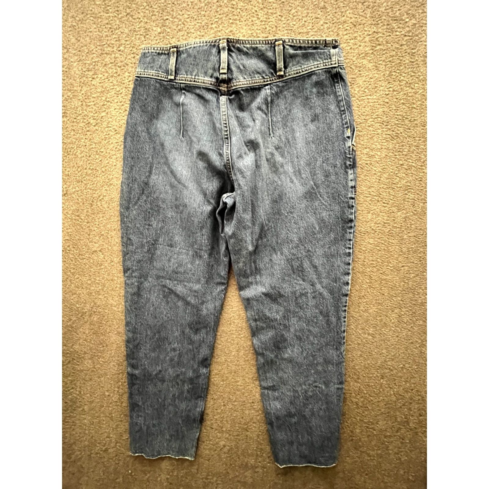 Vintage Juniors Women's Carpenter Jeans Size 13 Blue Denim Stretch 4-Pocket High Rise Cropped Jeans Womens Size 34" / US 12 / IT 48 - 2 Thumbnail