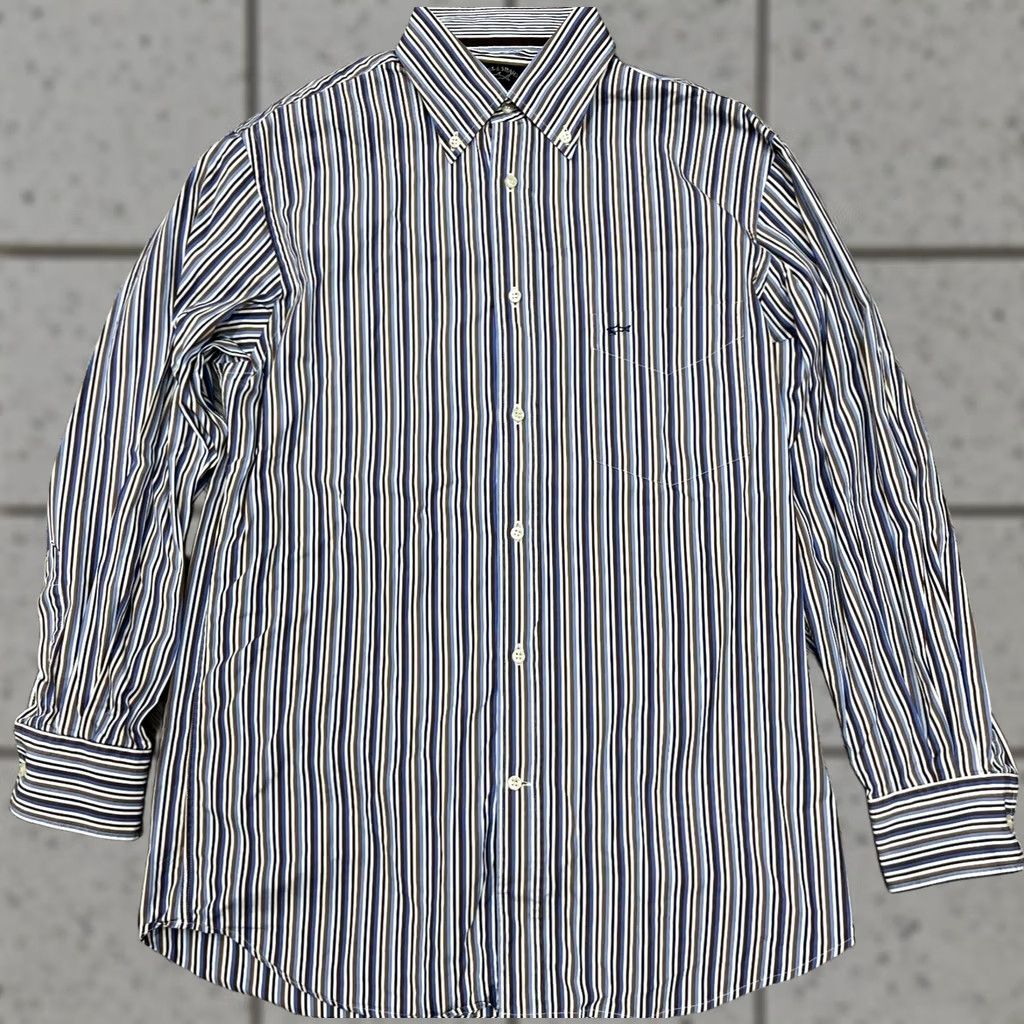 Paul & Shark Paul & Shark Shirt Long Sleeve Striped Cotton Size 40 Blue Brown White Button-Up Collared Mens Size US L / EU 52-54 / 3 - 1 Thumbnail