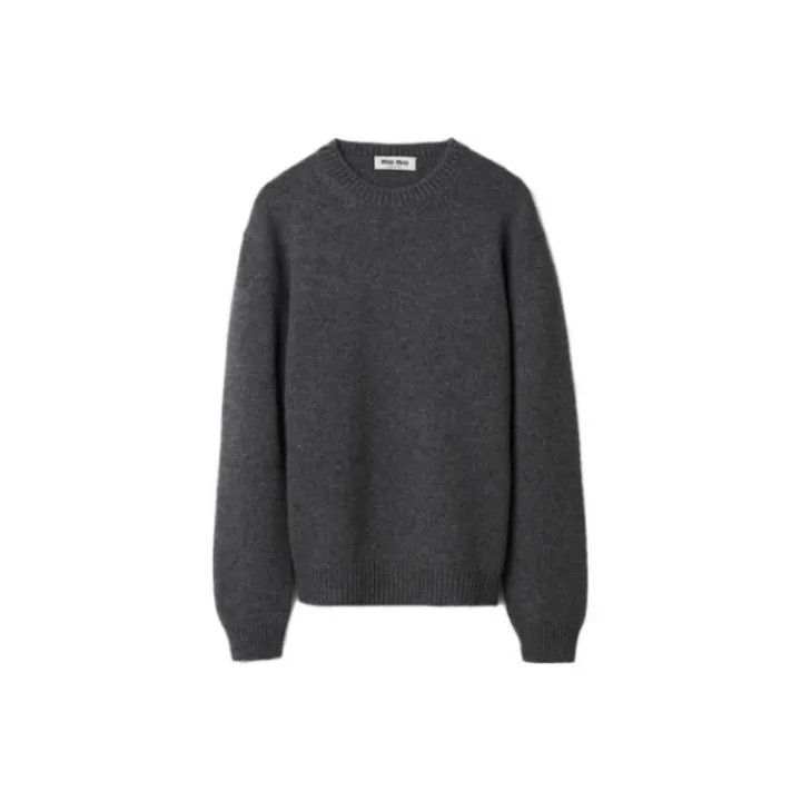 Miu Miu Miu Miu Gray Logo Knit Sweater for Women 0079 Size M / US 6-8 / IT 42-44 - 1 Thumbnail