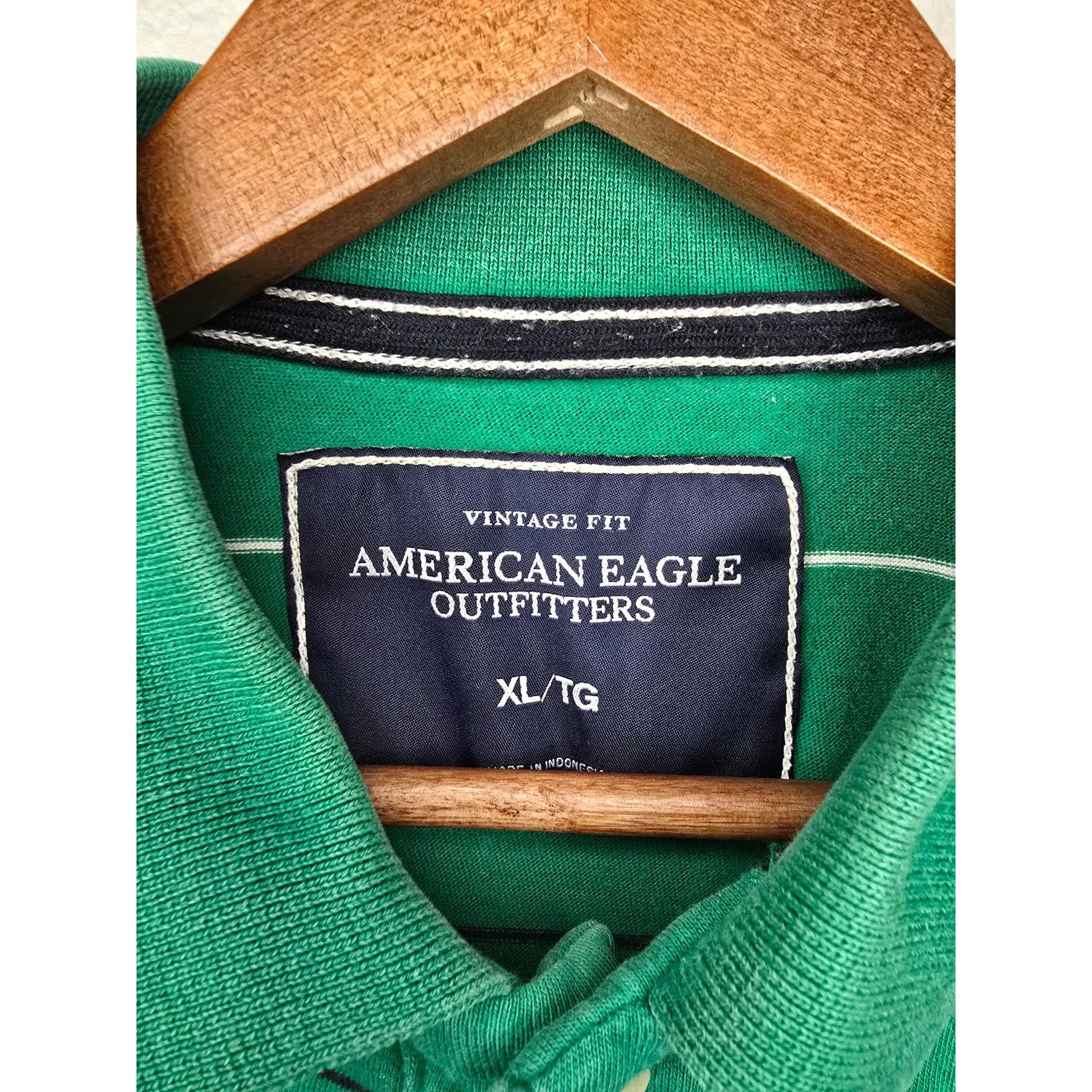American Eagle Outfitters American Eagle Polo Mens XL Green Striped Vintage Fit Shirt Size US XL / EU 56 / 4 - 5 Thumbnail
