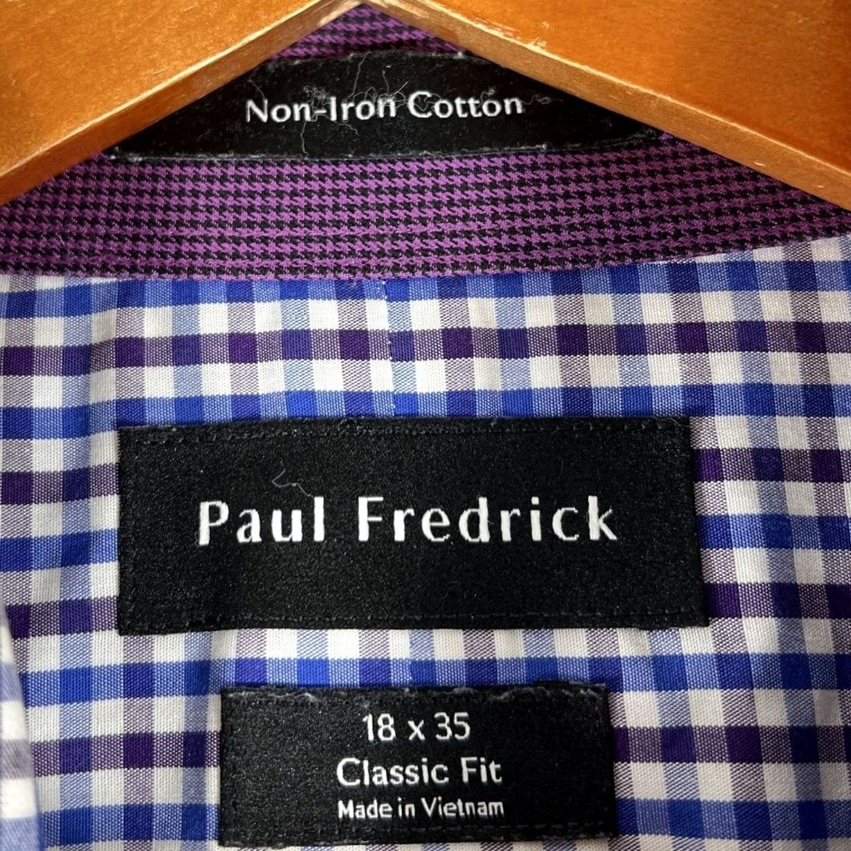 Vintage Paul Fredrick Button-Down Shirt Mens 18x35 Blue Gingham Classic Fit Non Iron Shirt Size US XXL / EU 58 / 5 - 3 Thumbnail