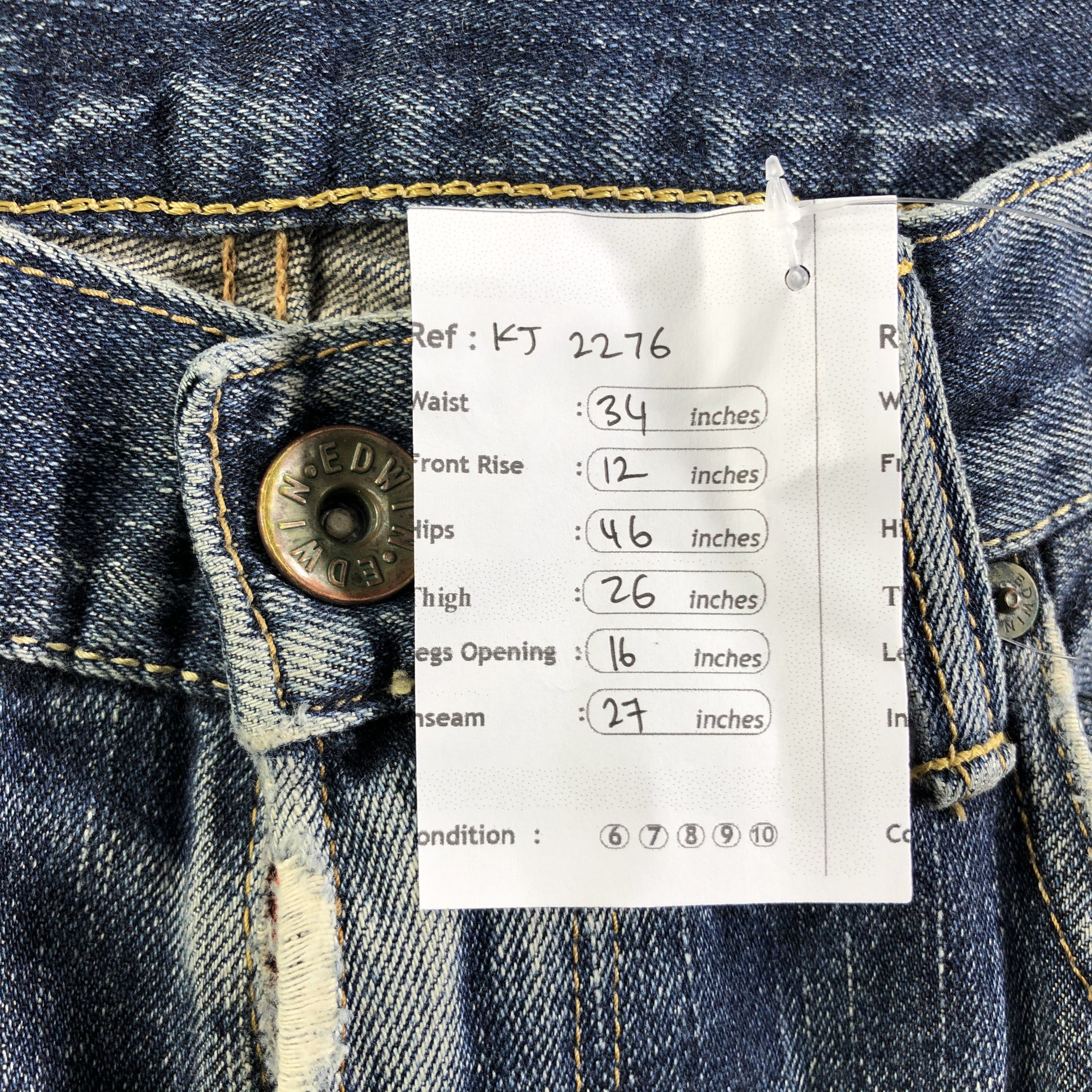 Edwin Vintage Edwin Selvedge Jeans Faded Blue Denim KJ2276 Size US 32 / EU 48 - 12 Thumbnail