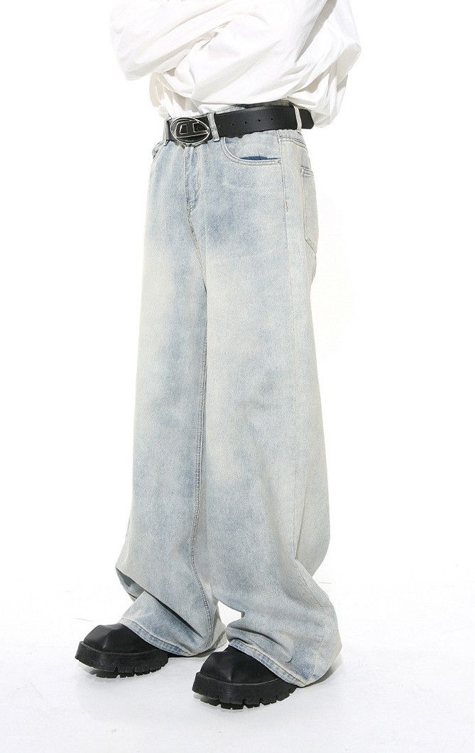 Japanese Brand × Jean Washed light blue straight distressed jeans Size US 32 / EU 48 - 2 Thumbnail