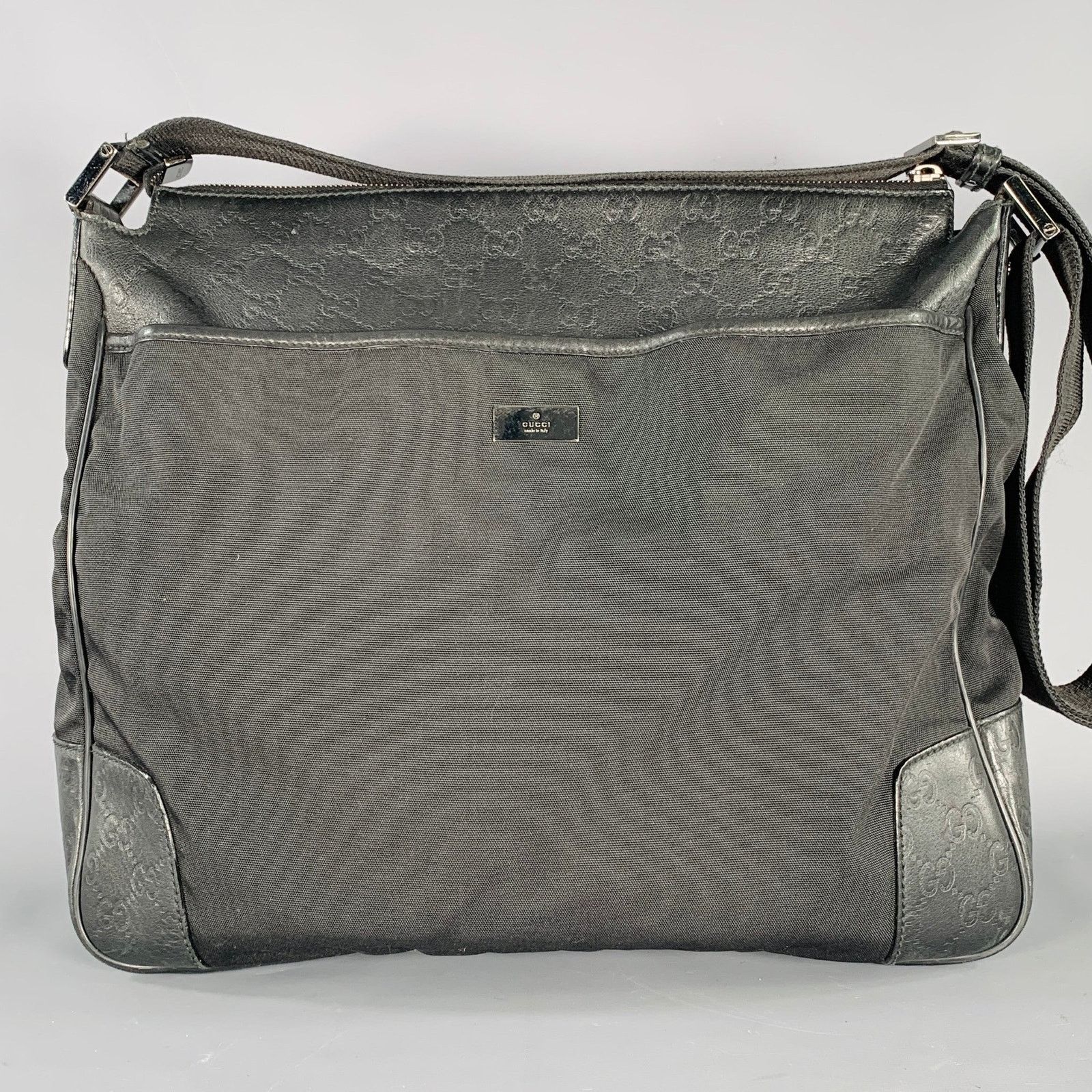 Gucci GUCCI Guccissima Black Embossed Nylon Leather Messenger Bag Size ONE SIZE - 1 Thumbnail
