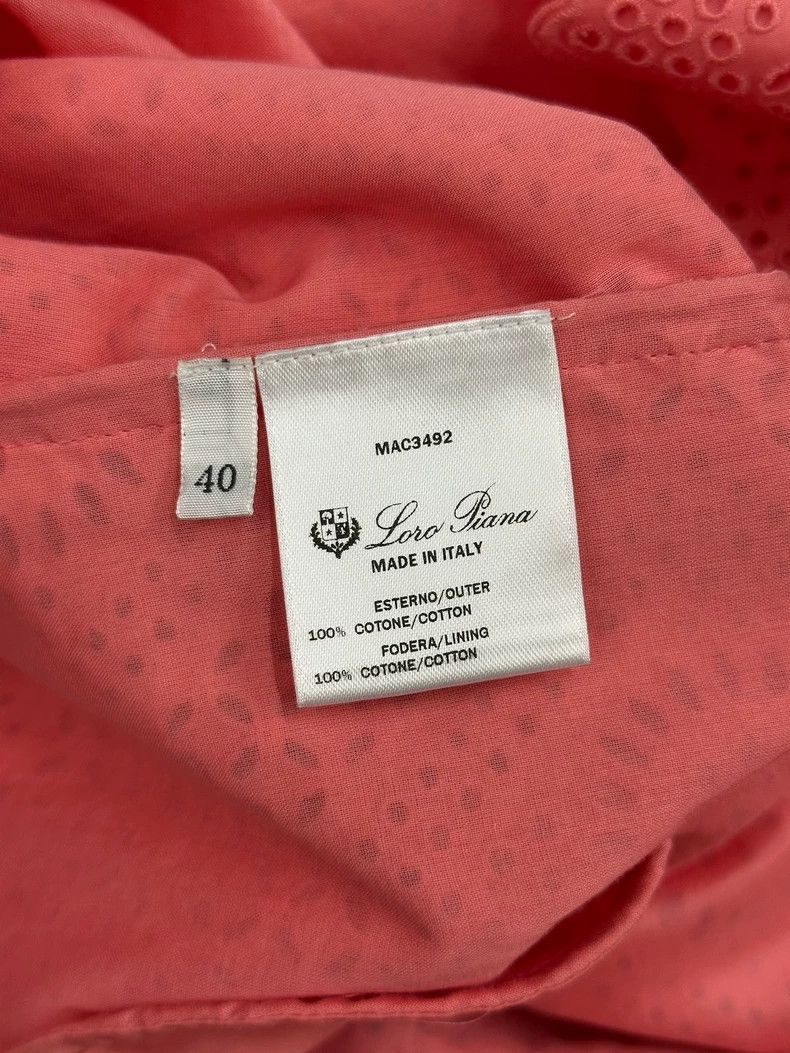 LORO PIANA Orange pink lace-trimmed dress with laces