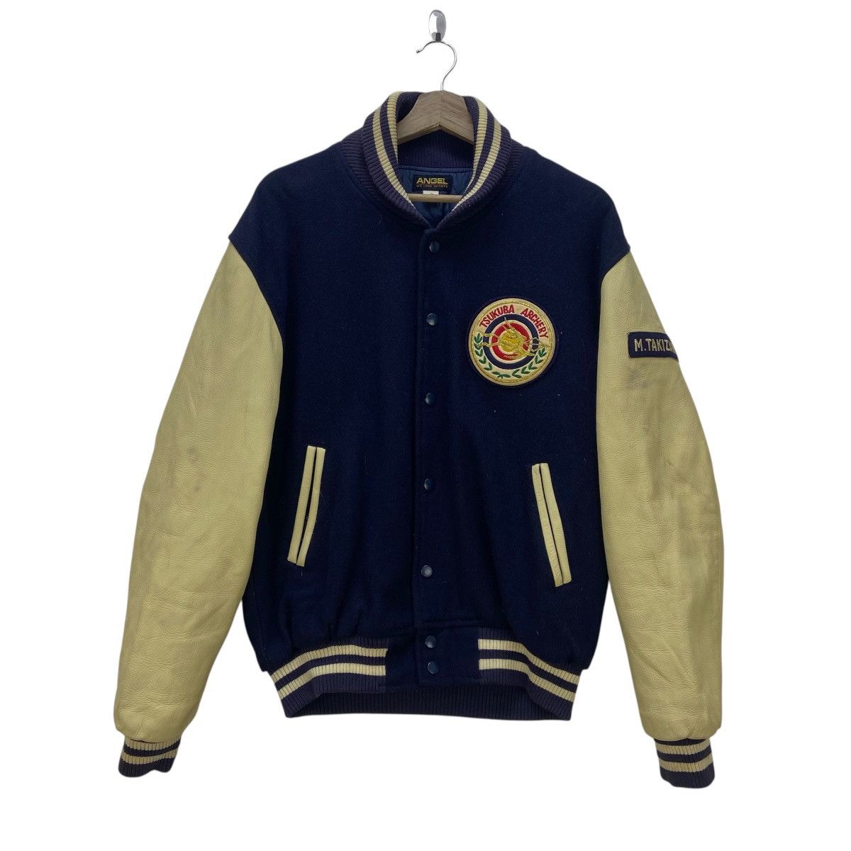 Japanese Brand Japanese Brand Tsukuba Archery Leather Sleeve Varsity Jacket Size US M / EU 48-50 / 2 - 1 Thumbnail