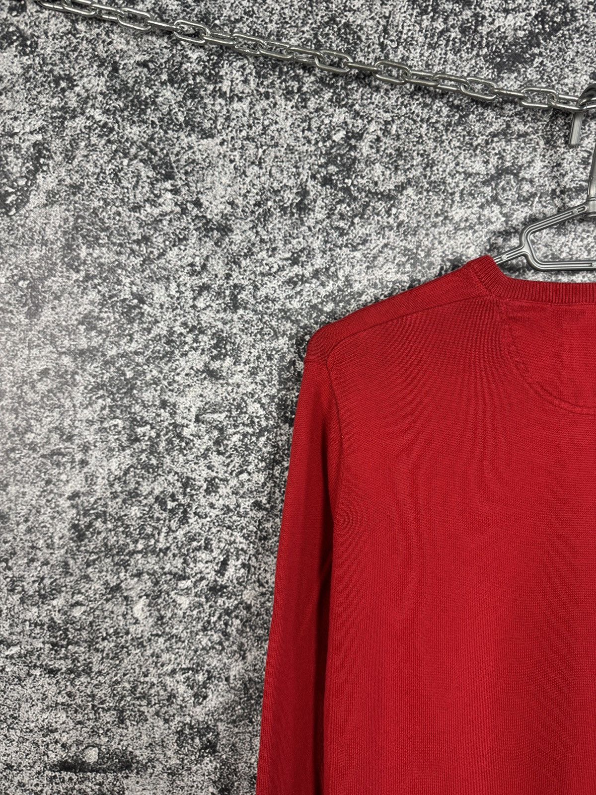 Lacoste Men’s Lacoste V-Neck Red Sweater Pullover Size 5 (Large) Size US L / EU 52-54 / 3 - 13 Thumbnail