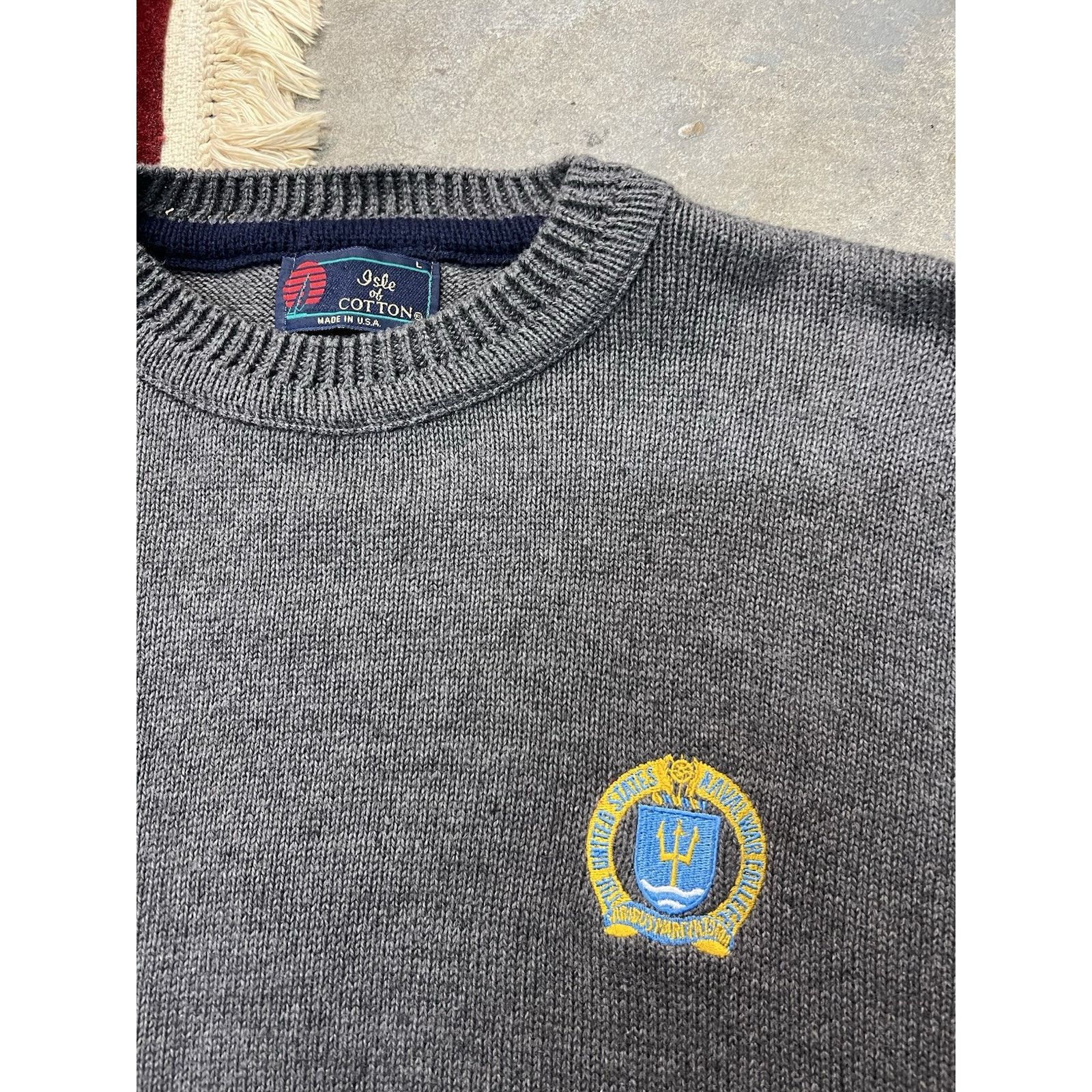 Other Vintage Isle of Cotton Sweater US Naval War Mens L Grey USA Size US L / EU 52-54 / 3 - 3 Thumbnail